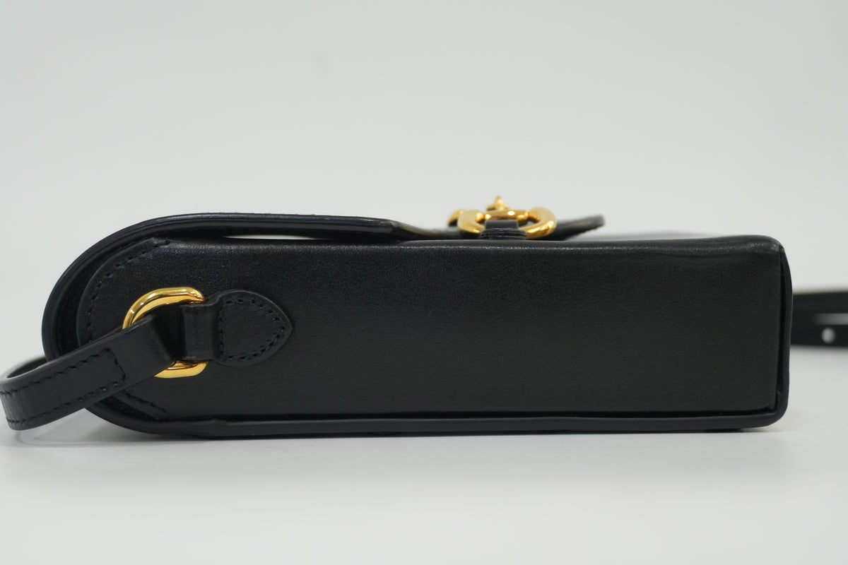 Pre-Owned Gucci Horsebit Vertical Crossbody Bag Black