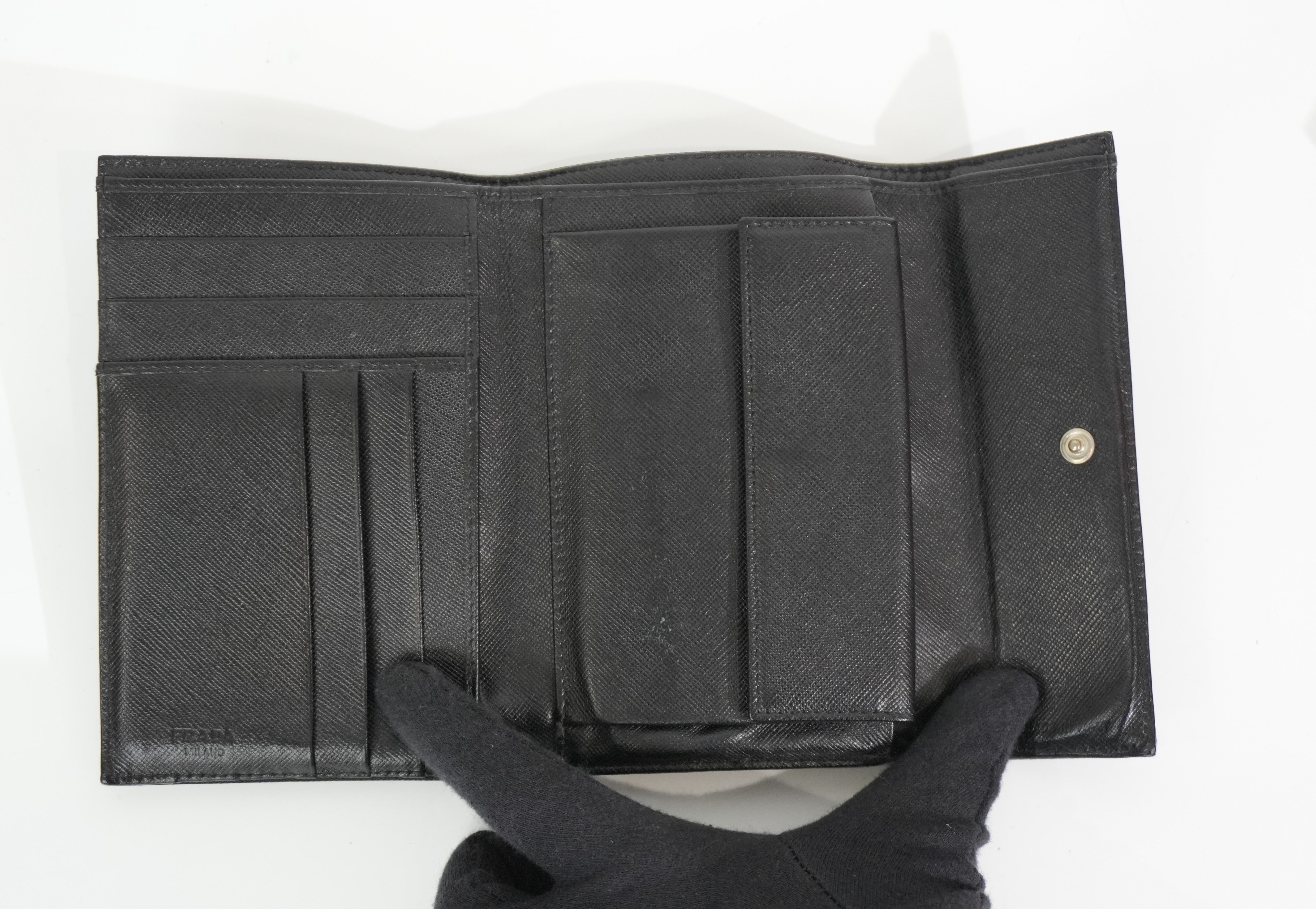 Pre-owned Prada Compact Wallet Black
