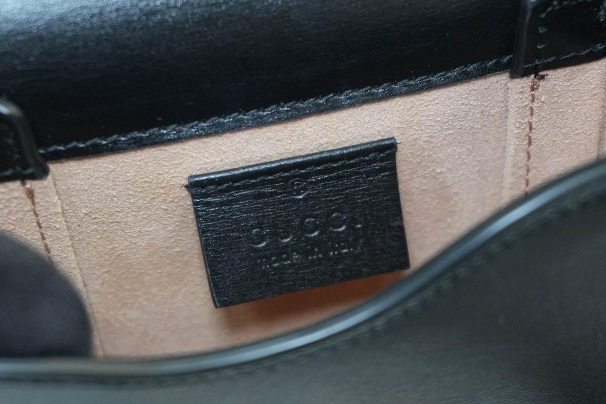 Pre-Owned Gucci Horsebit Vertical Crossbody Bag Black