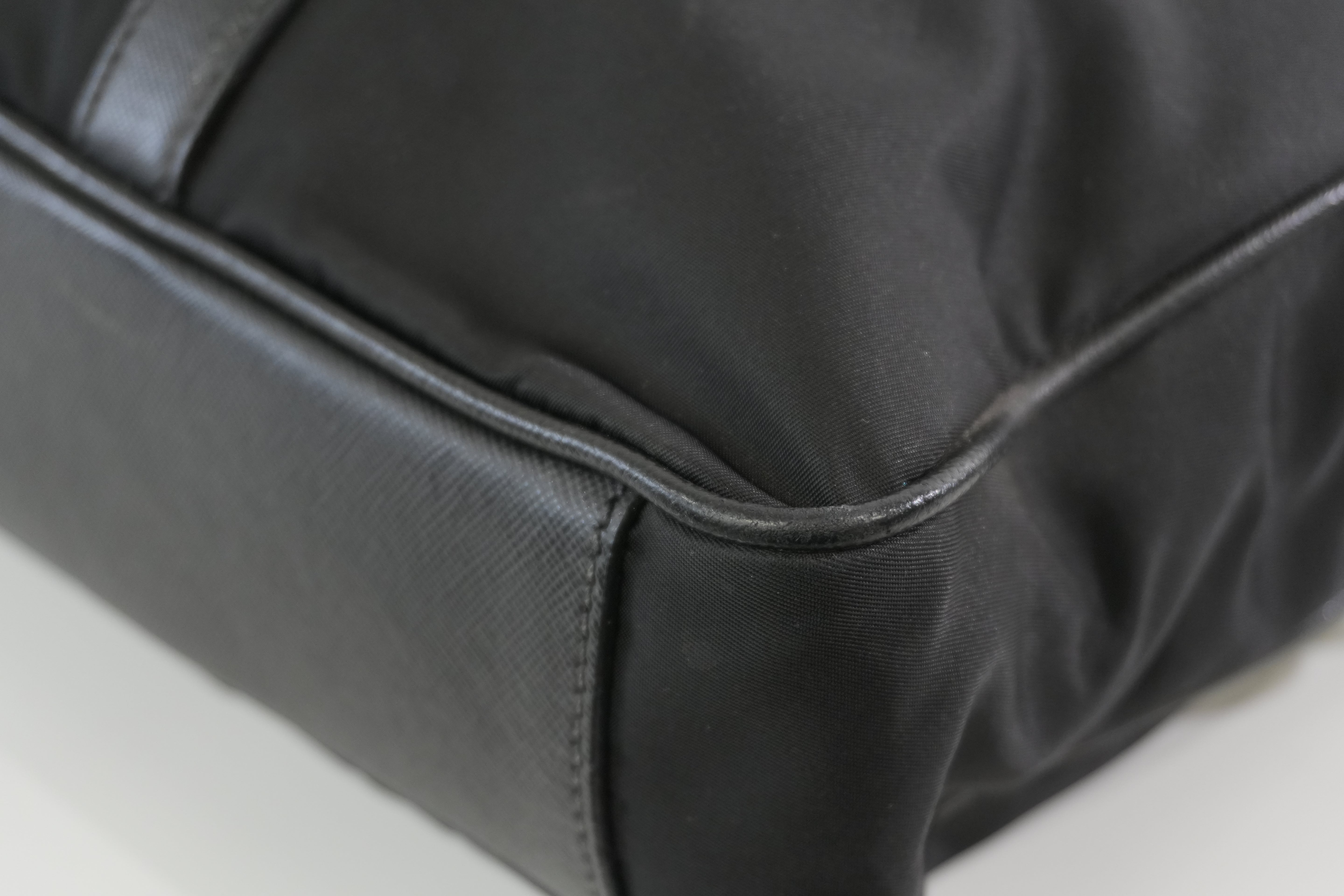 Pre-owned Prada Nylon Two Way Laptop Shoulder Bag Black