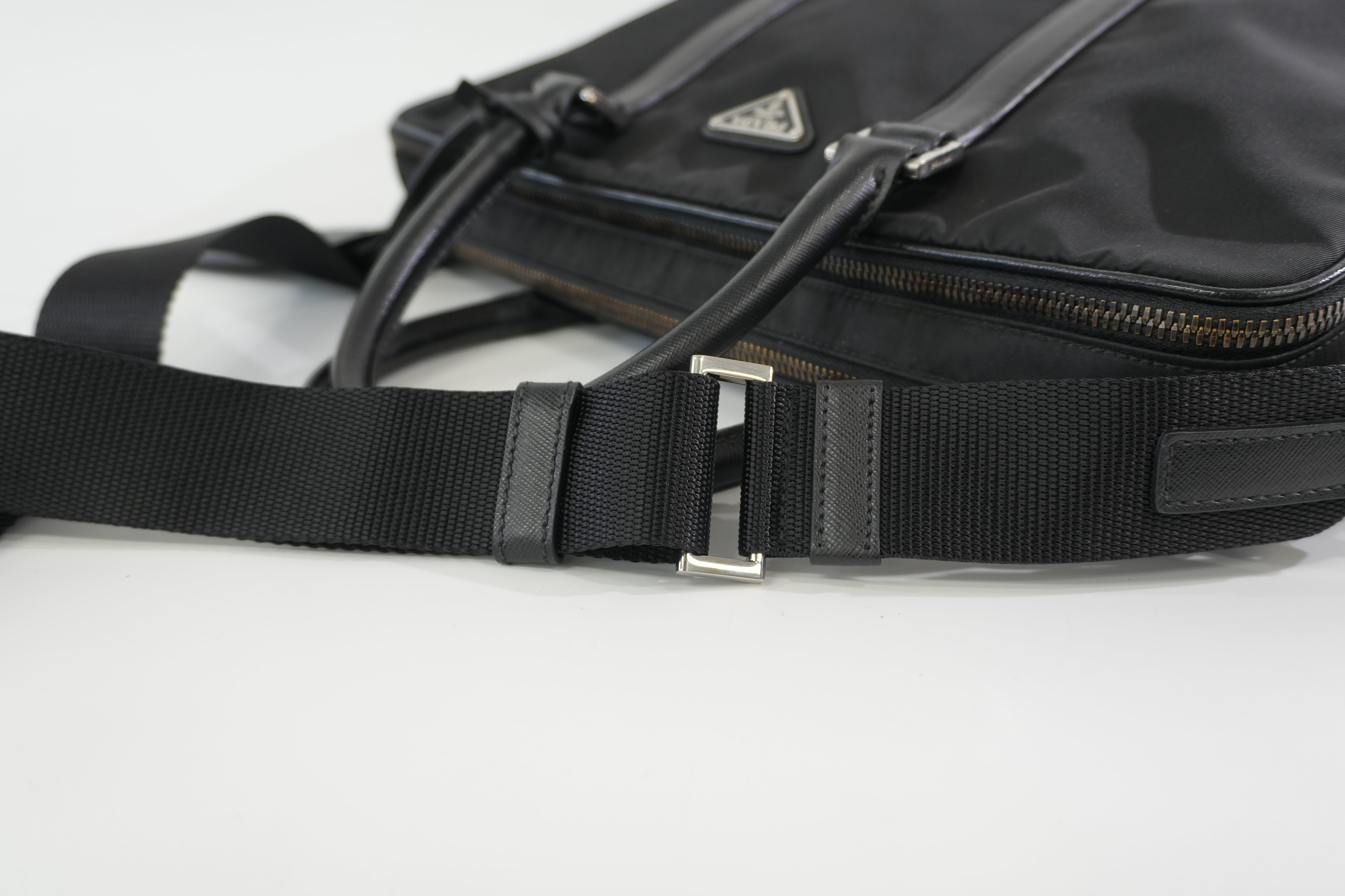 Pre-owned Prada Nylon Two Way Laptop Shoulder Bag Black