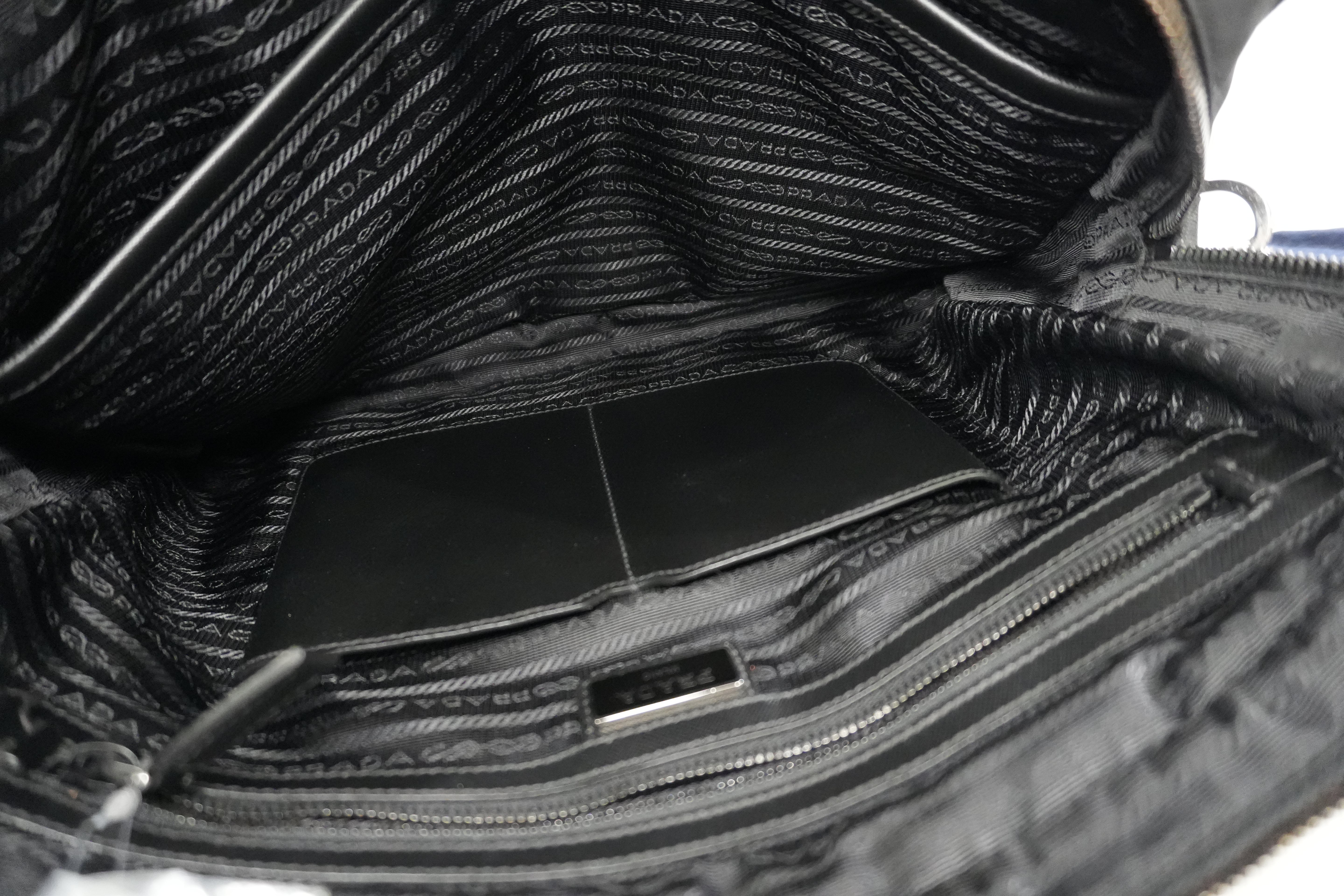 Pre-owned Prada Nylon Two Way Laptop Shoulder Bag Black