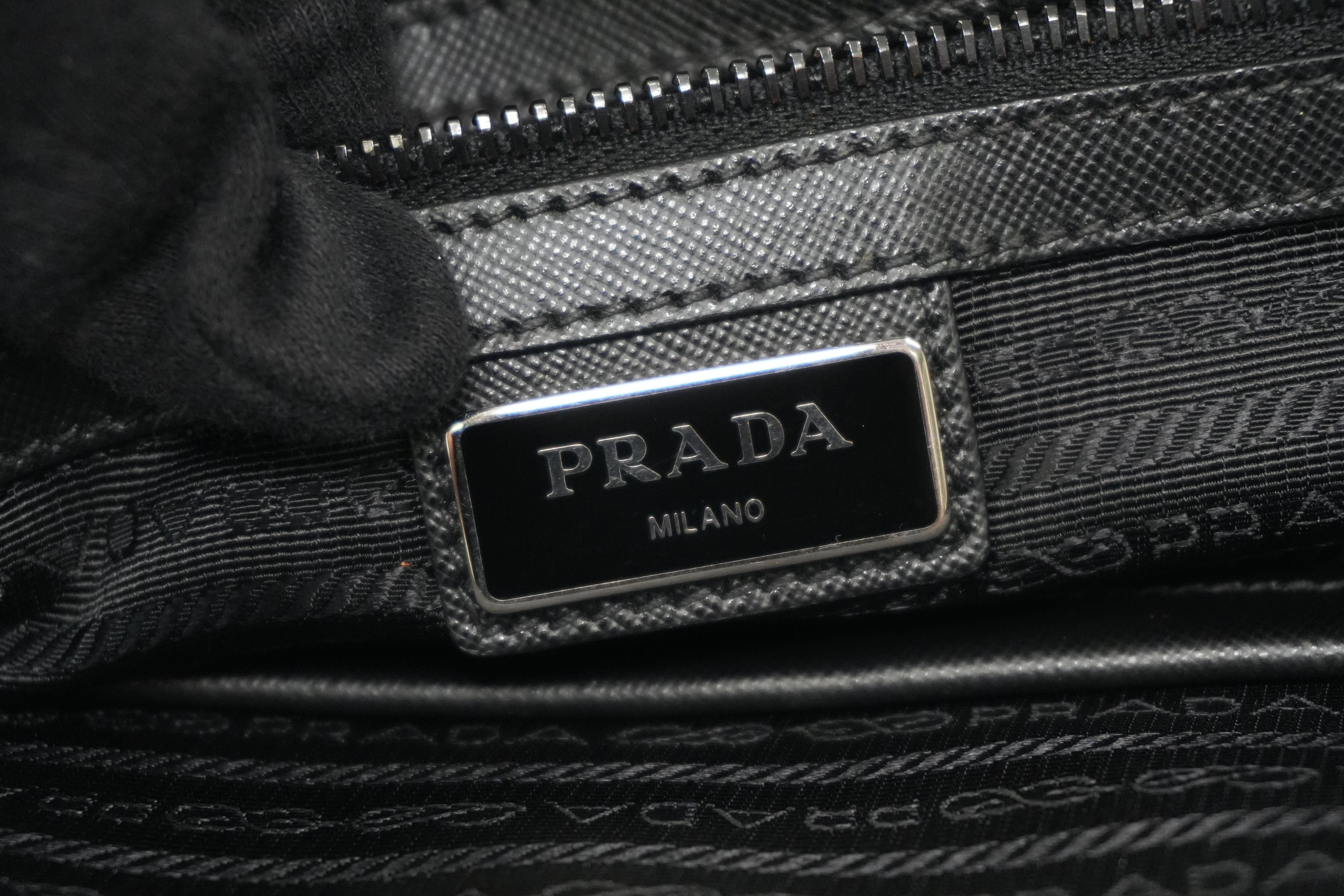 Pre-owned Prada Nylon Two Way Laptop Shoulder Bag Black