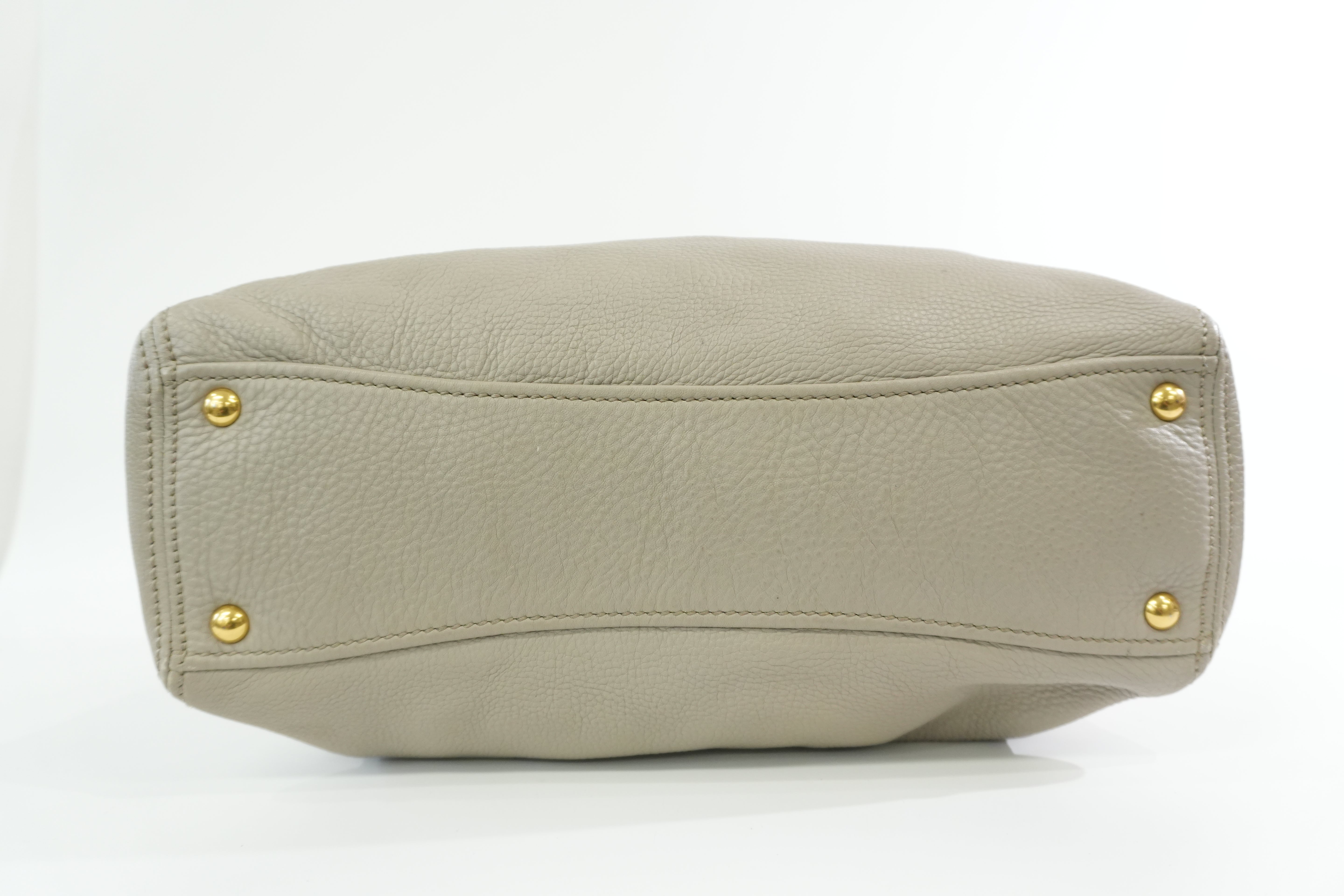 Pre-owned Miumiu Leather Two Way Tote Bag Gray