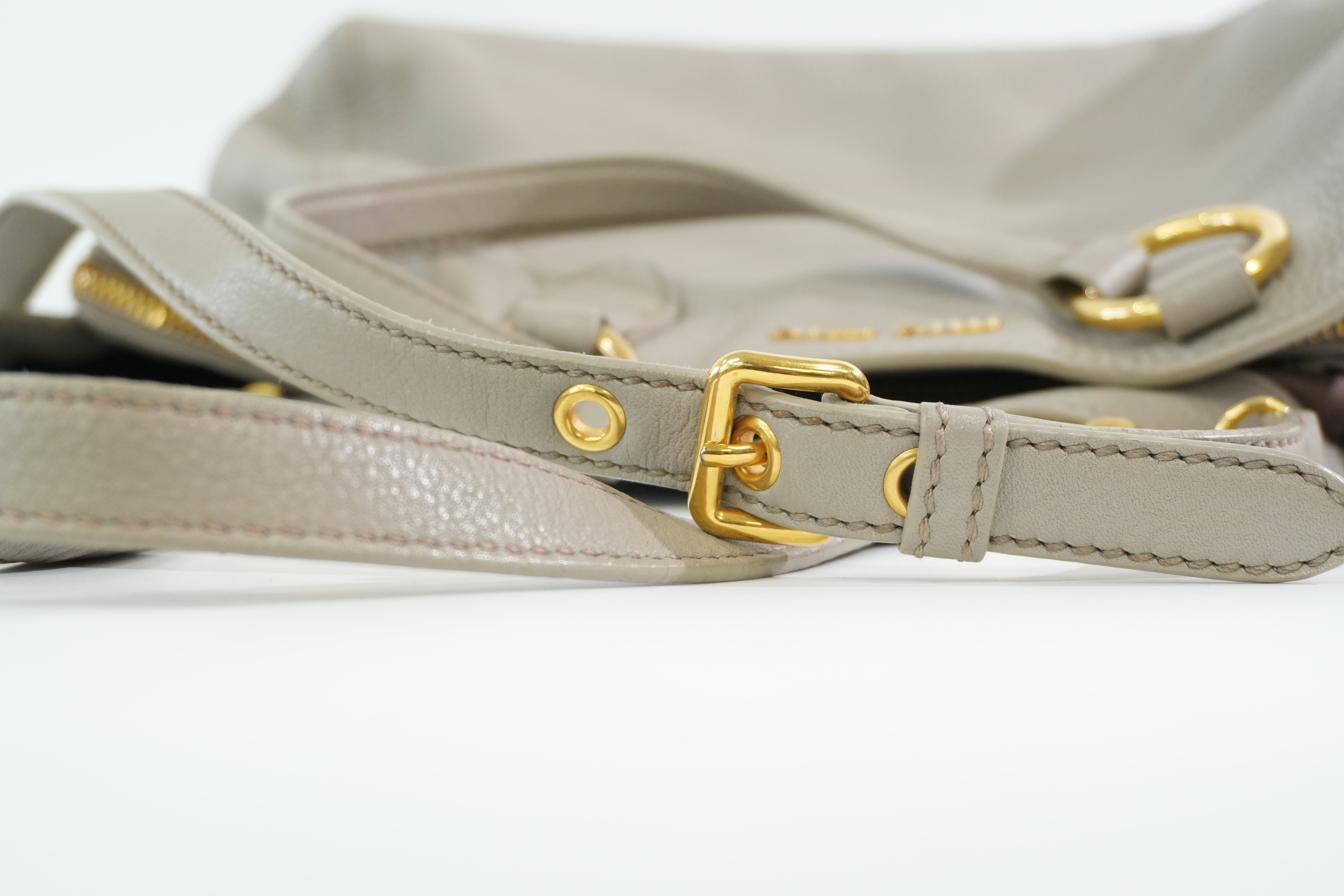 Pre-owned Miumiu Leather Two Way Tote Bag Gray