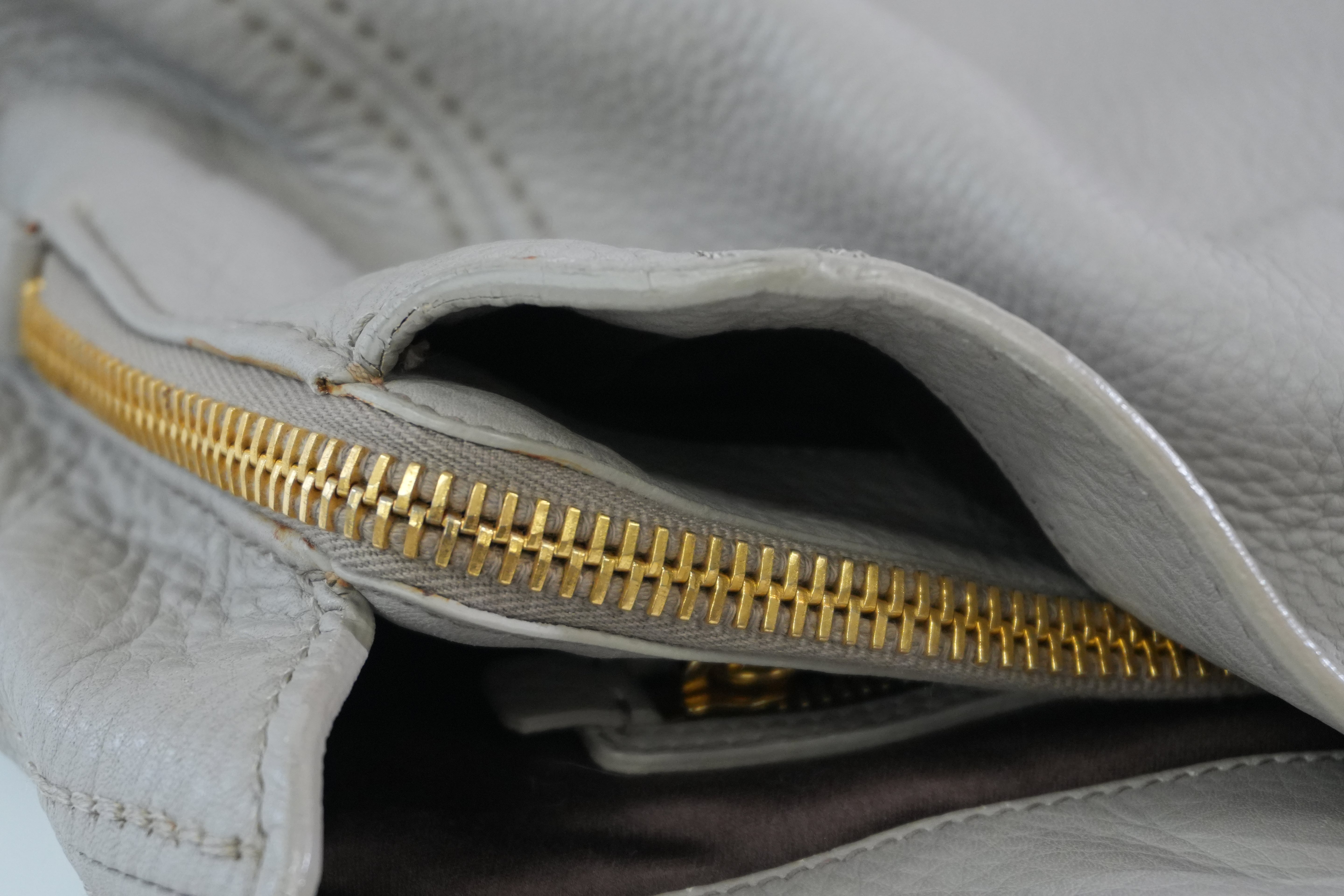 Pre-owned Miumiu Leather Two Way Tote Bag Gray