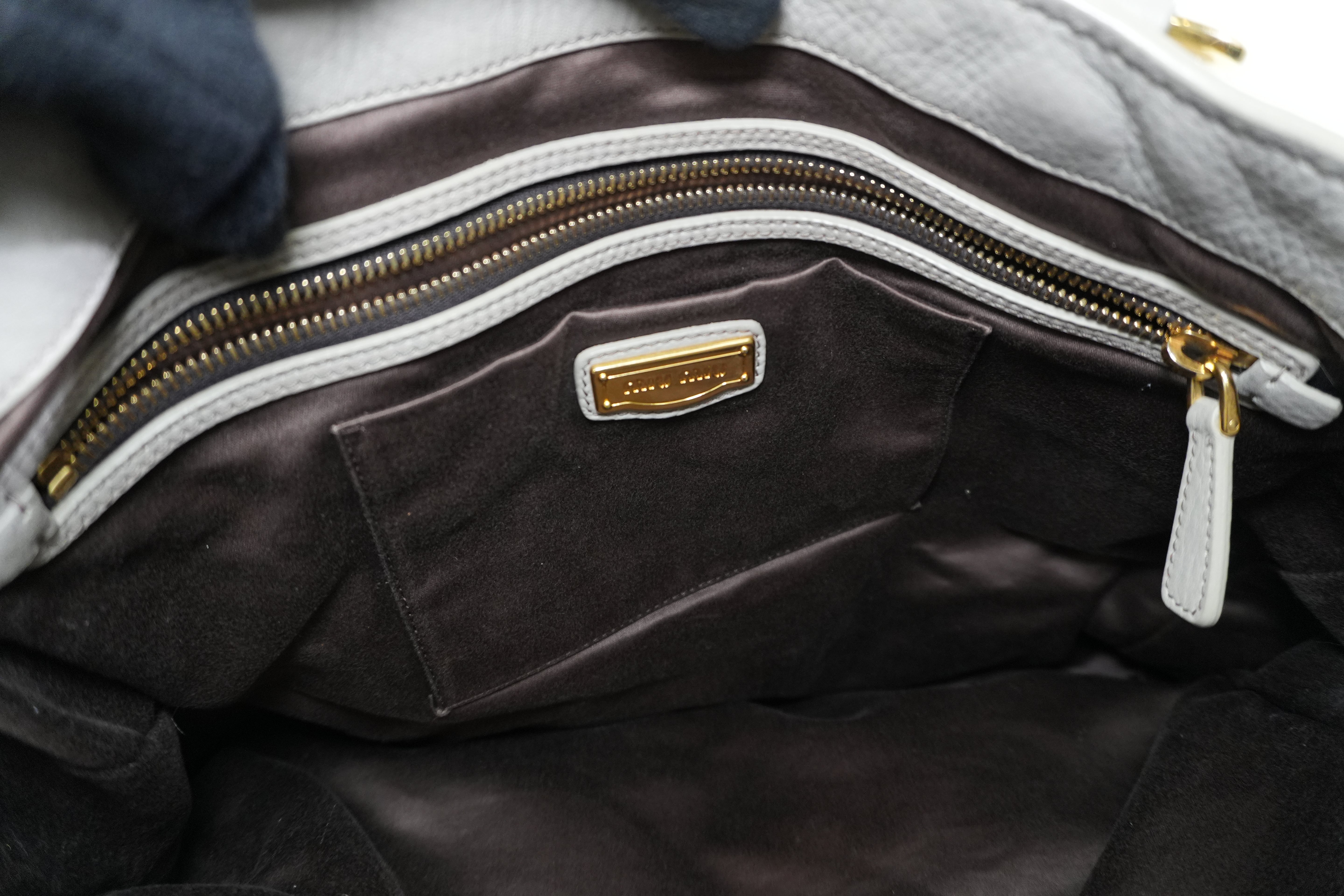 Pre-owned Miumiu Leather Two Way Tote Bag Gray