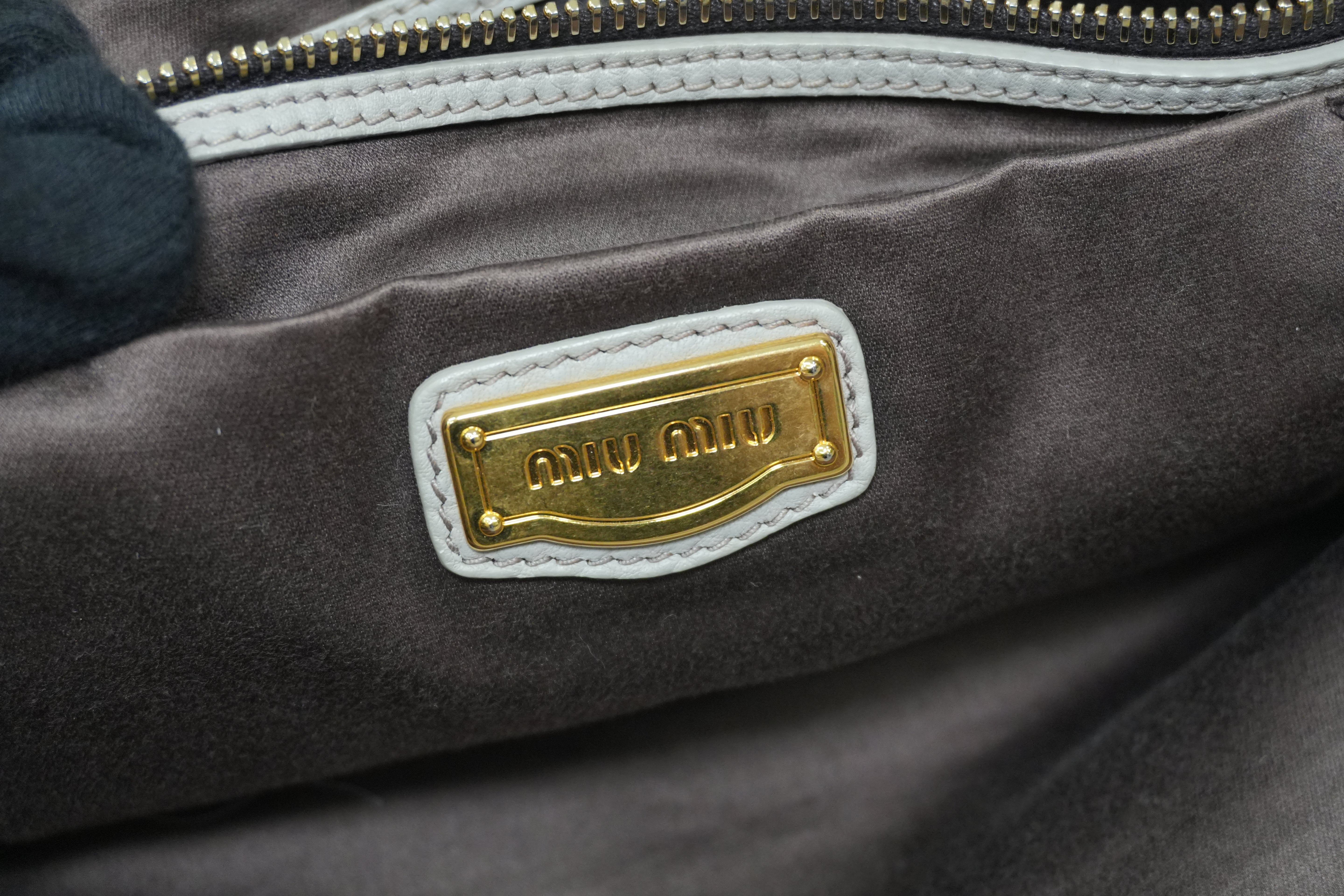 Pre-owned Miumiu Leather Two Way Tote Bag Gray