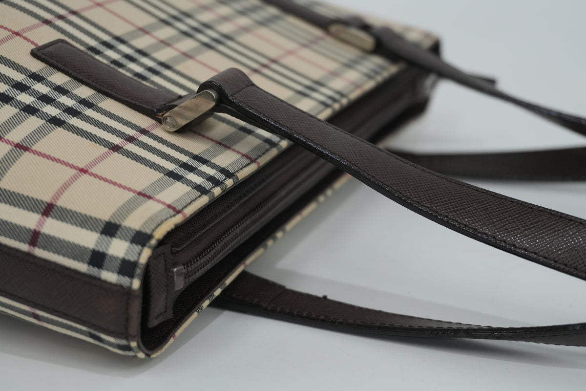 Pre-Owned Burberry Nova Check Tote Bag Beige and Brown