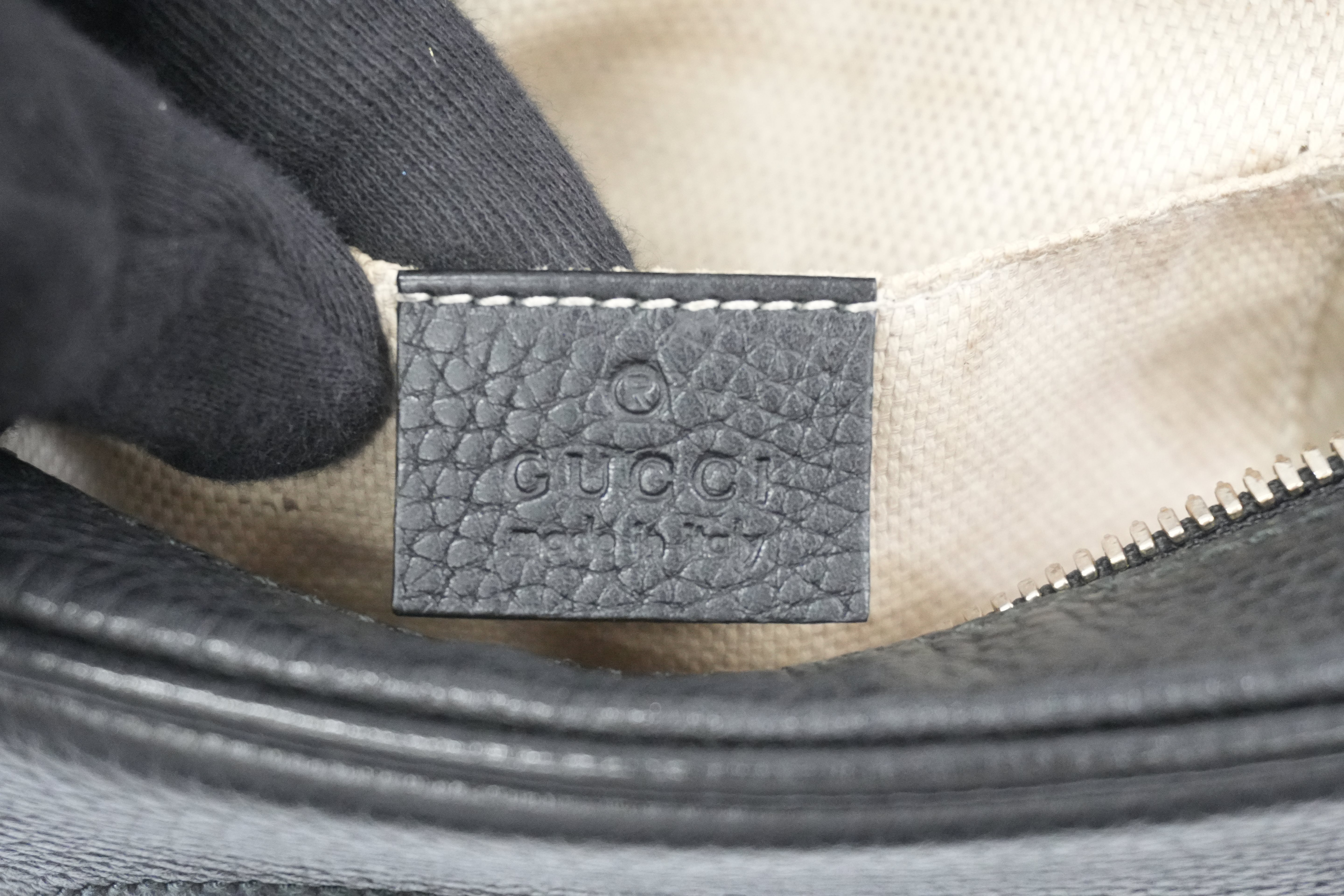 Pre-owned Gucci Leather Hobo Shoulder Bag Black