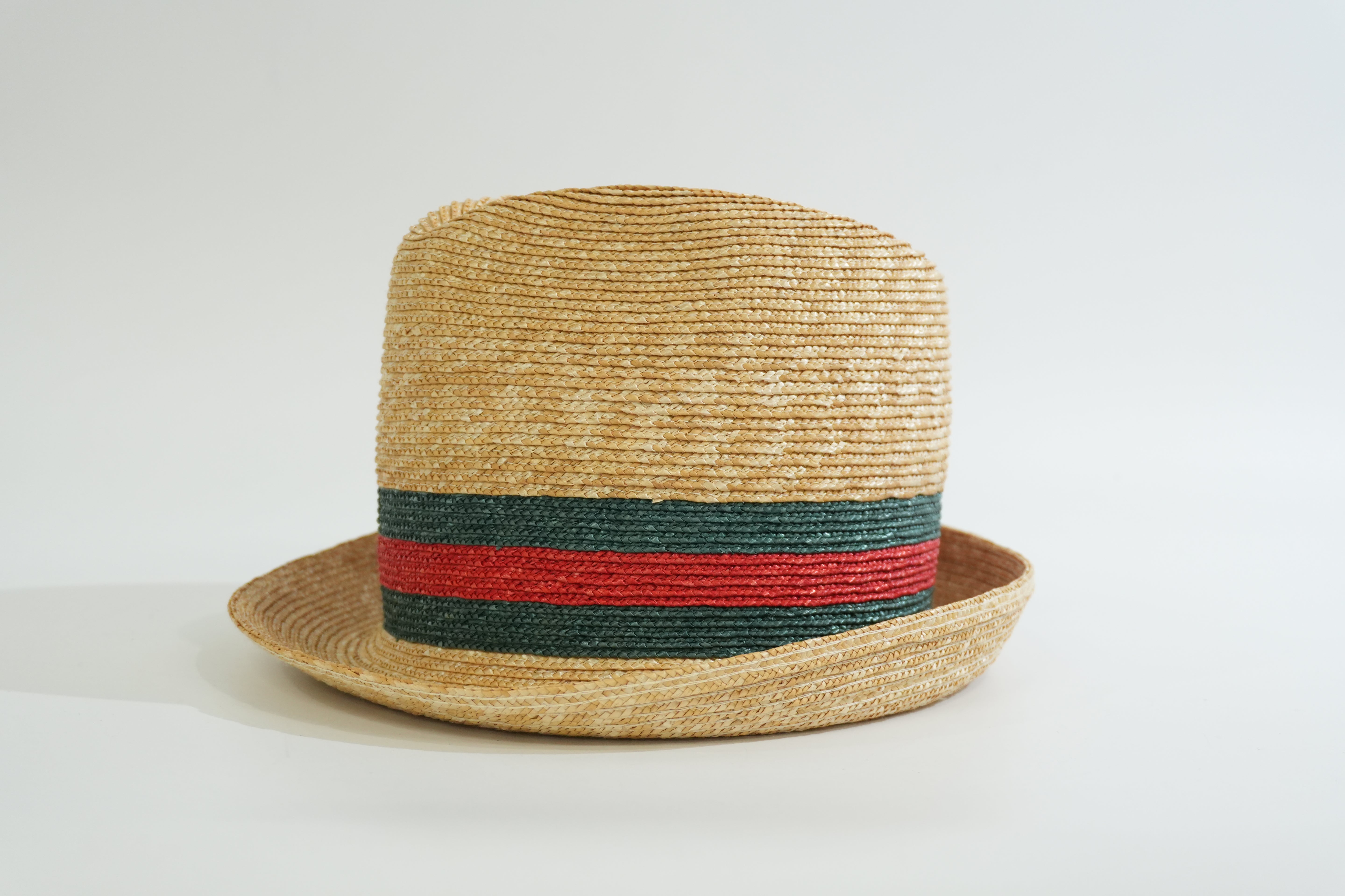 Pre-owned Gucci Straw Ophidia Hat Beige