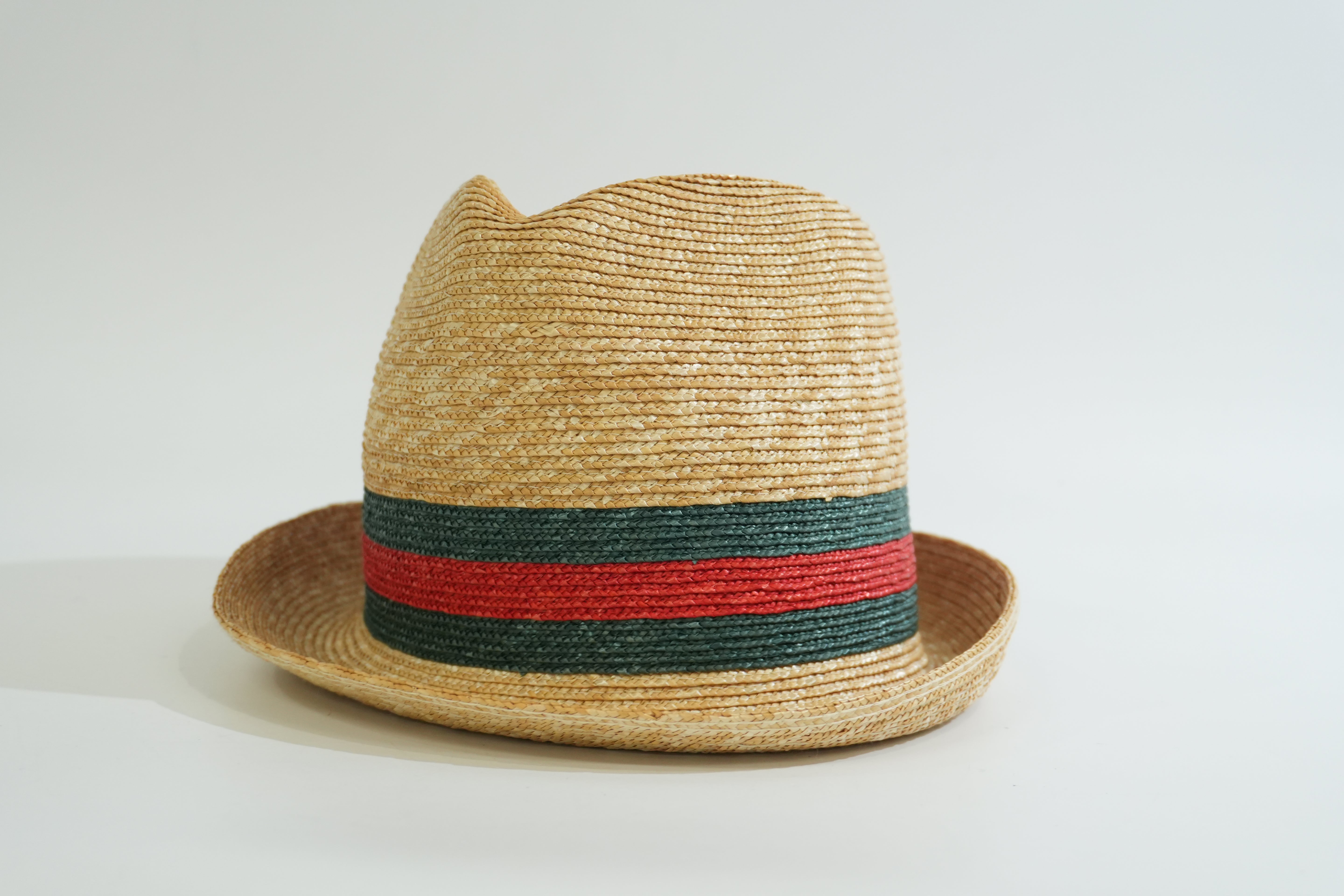 Pre-owned Gucci Straw Ophidia Hat Beige