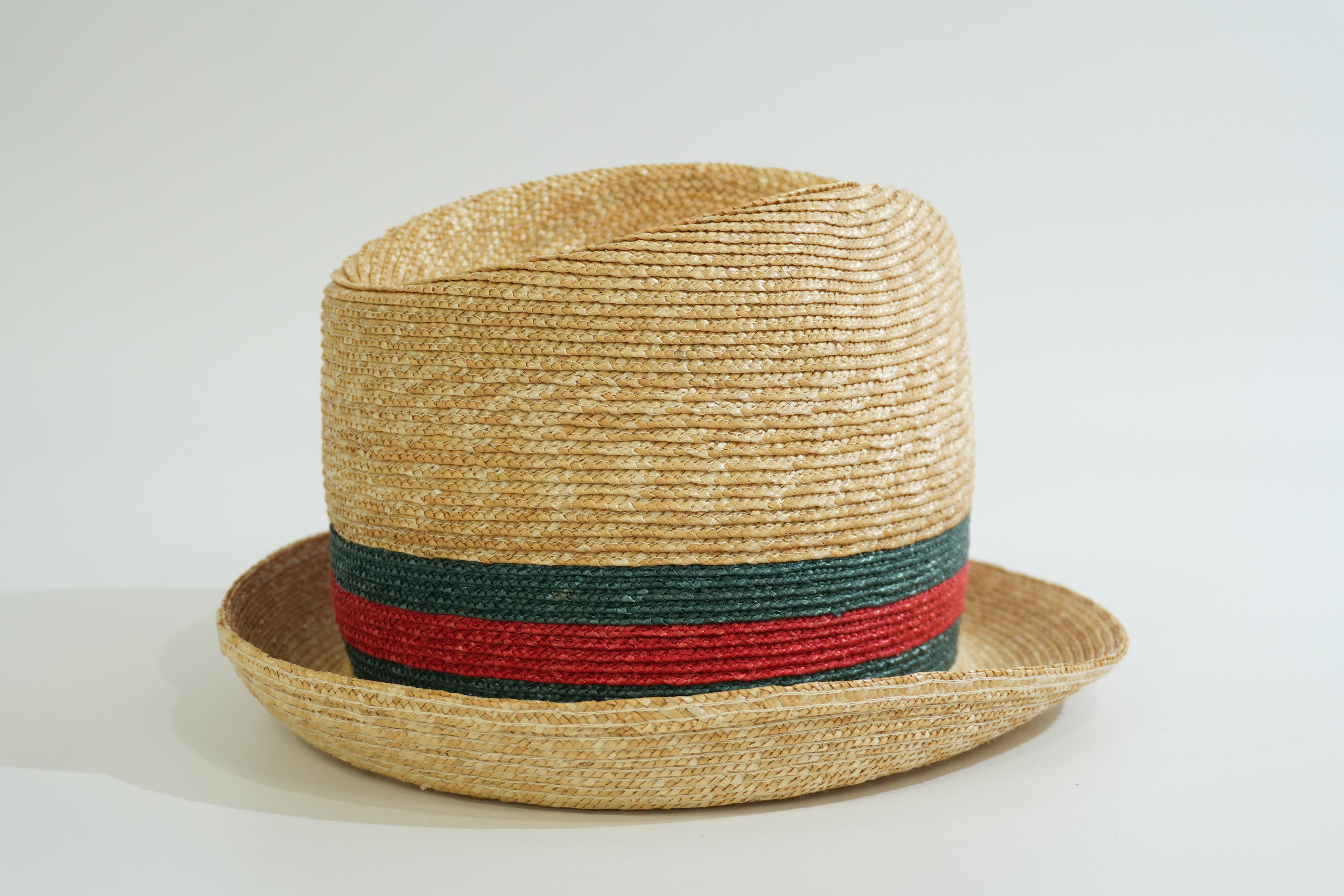 Pre-owned Gucci Straw Ophidia Hat Beige