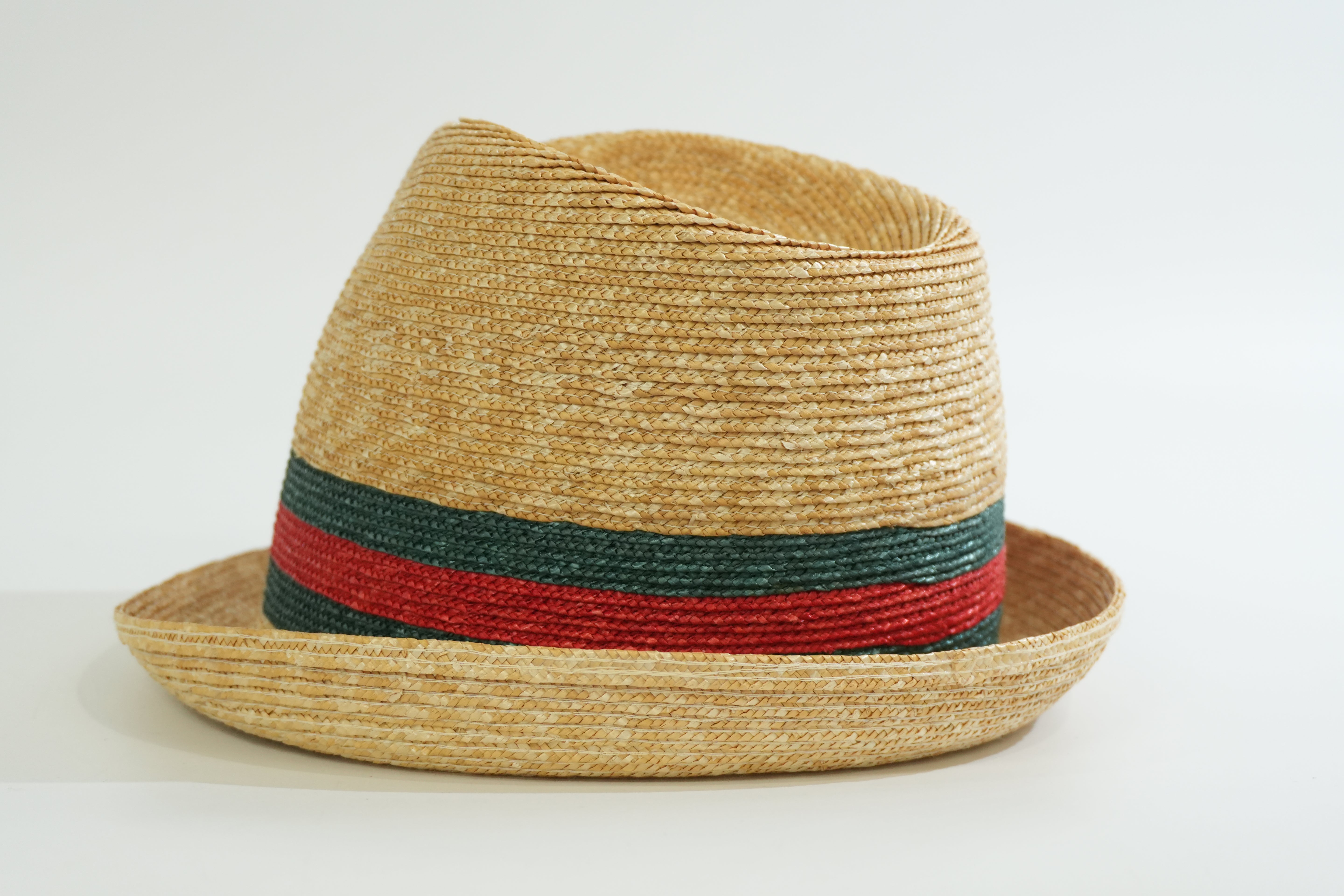 Pre-owned Gucci Straw Ophidia Hat Beige