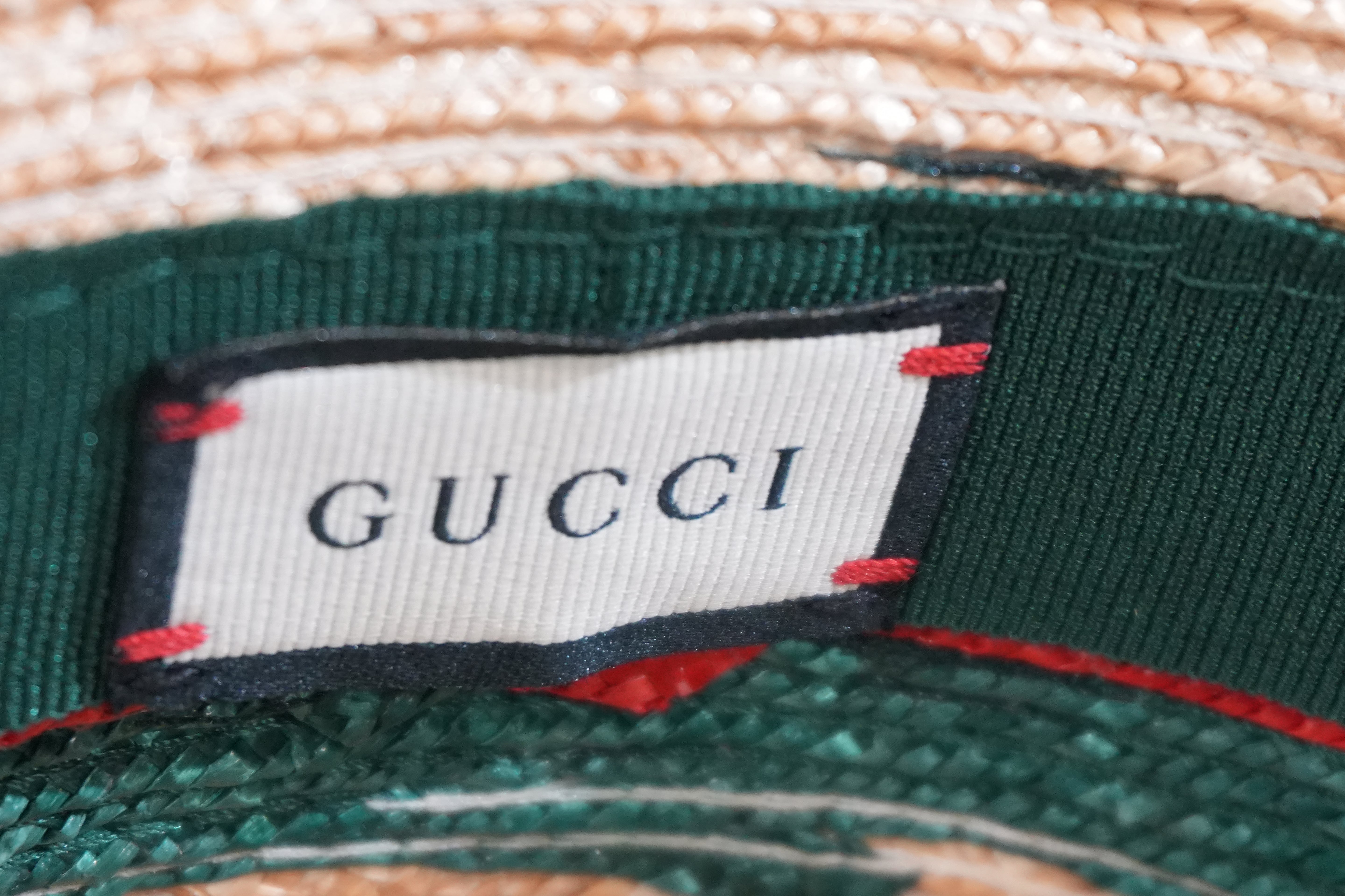 Pre-owned Gucci Straw Ophidia Hat Beige