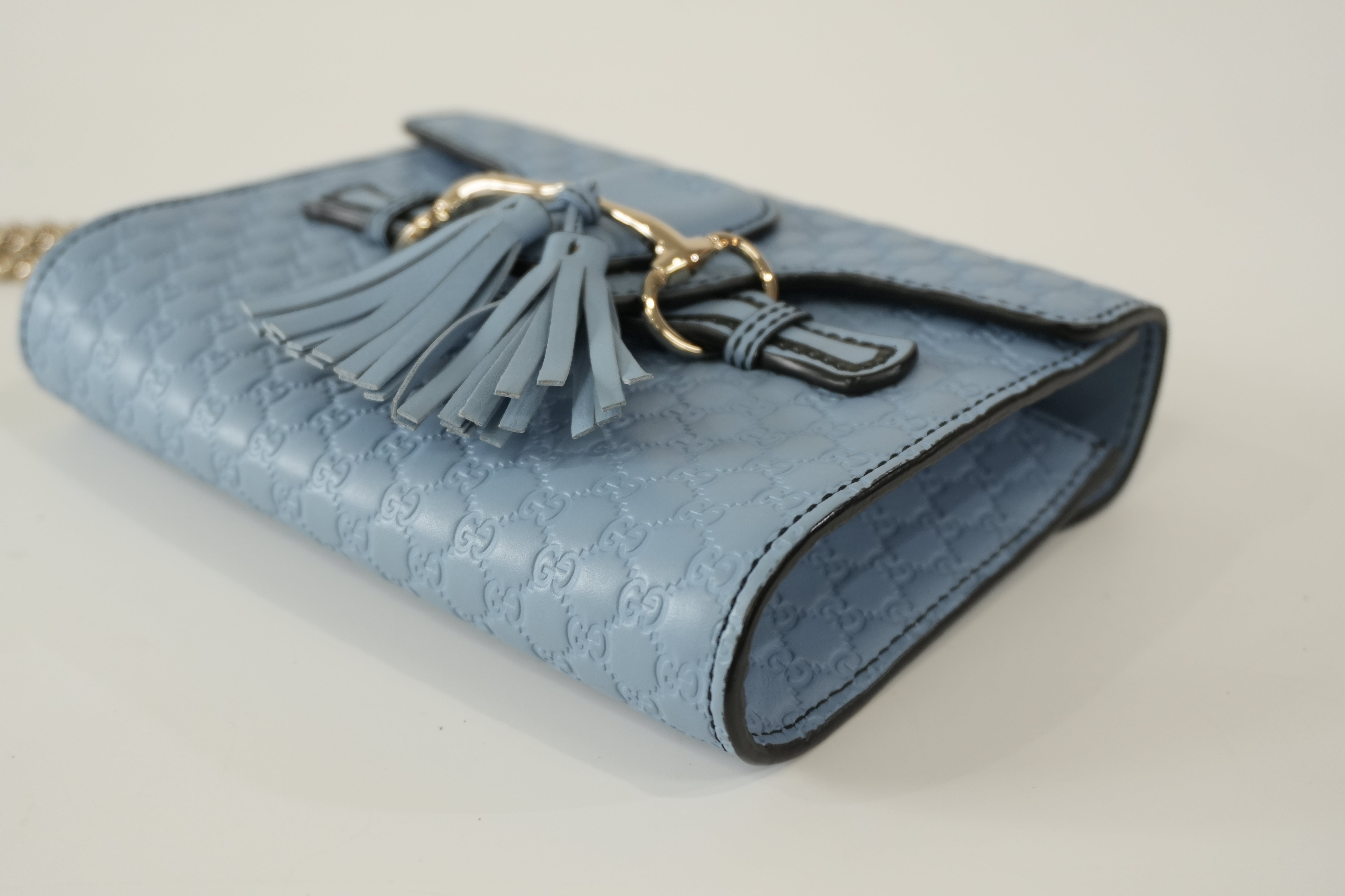 Pre-owned Gucci Micro Guccisima Chain Shoulder Bag Blue