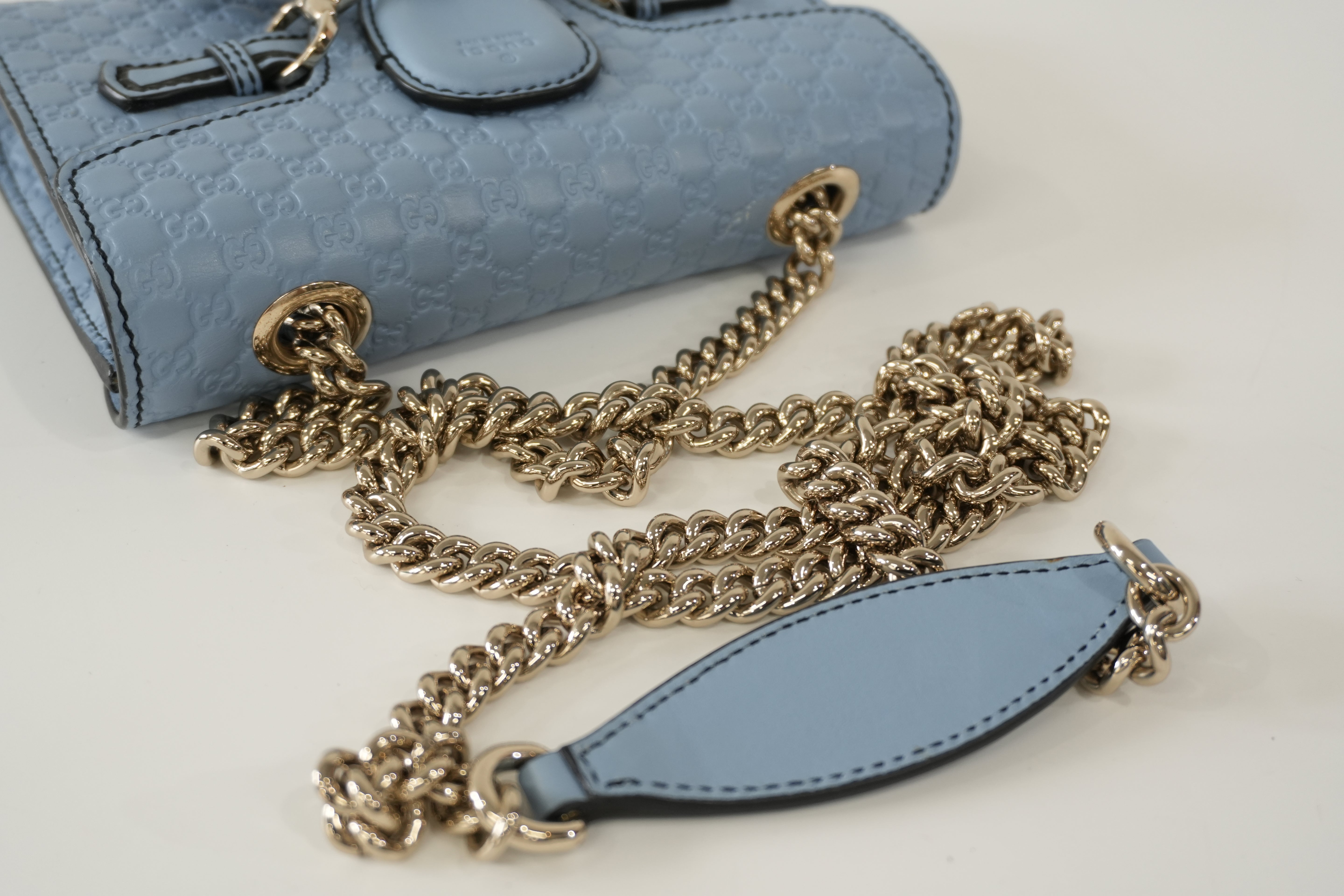Pre-owned Gucci Micro Guccisima Chain Shoulder Bag Blue