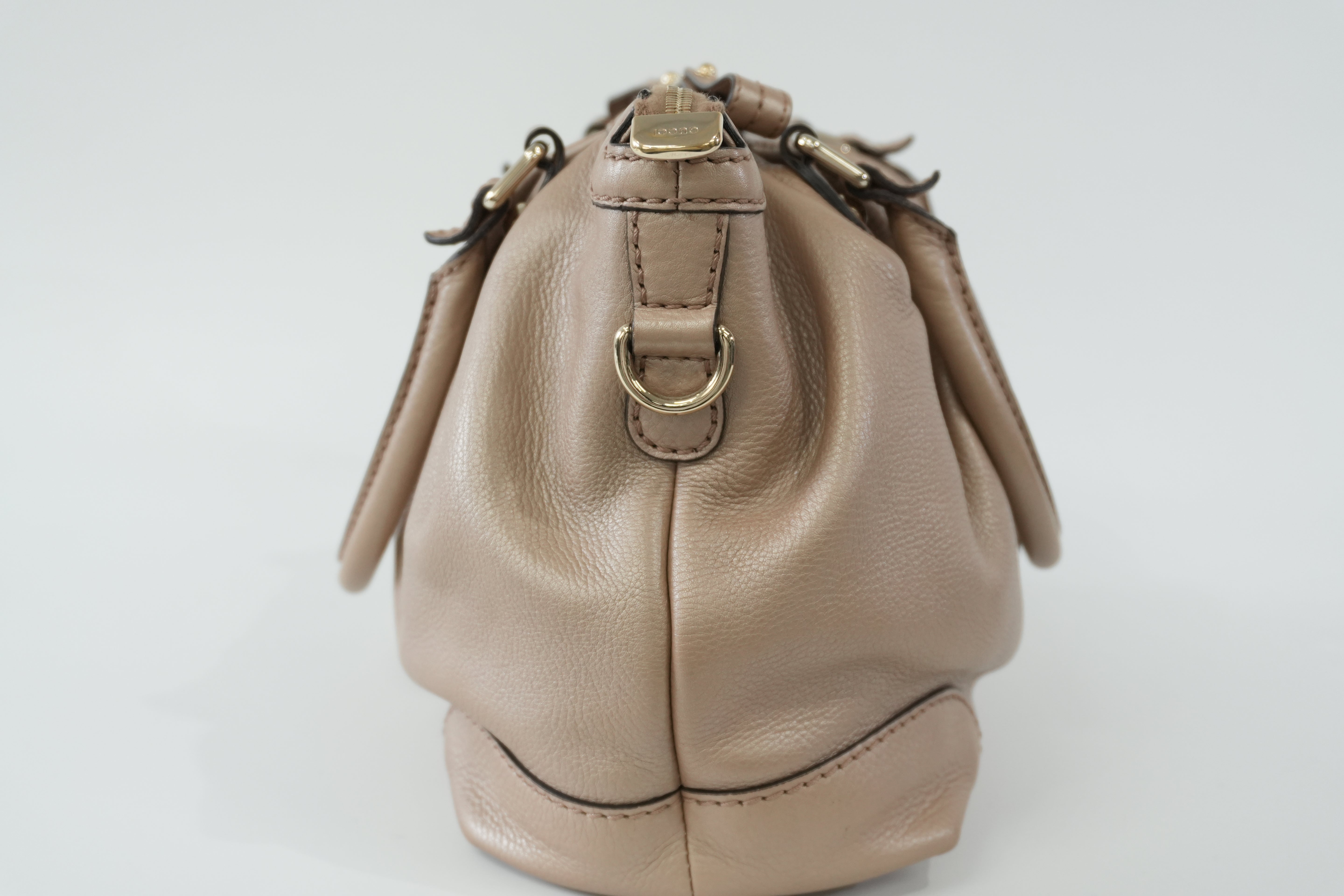 Pre-owned Gucci Leather Metallic Shoulder Bag Bronze