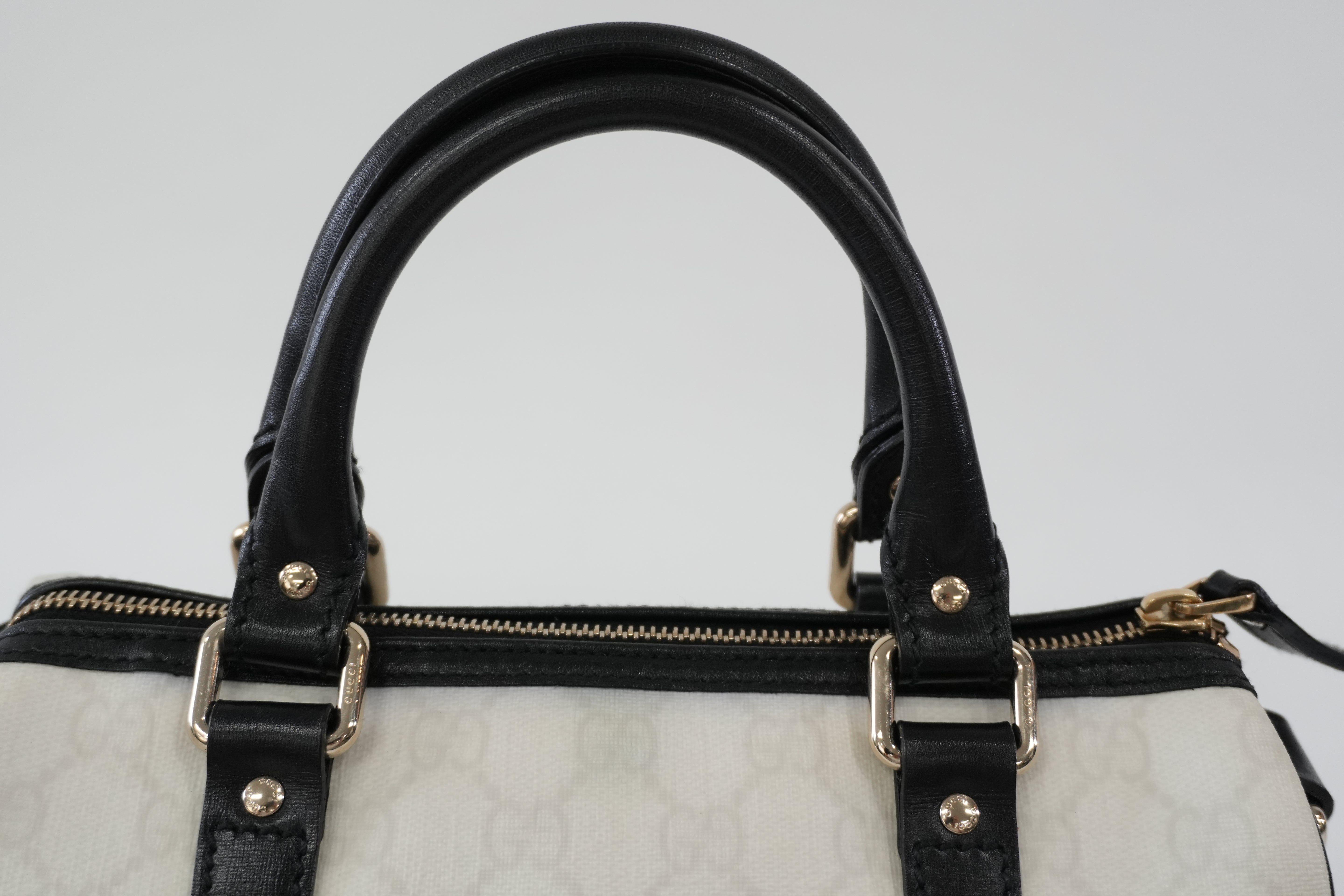 Pre-owned Gucci Canvas GG Supreme Boston Handbag White