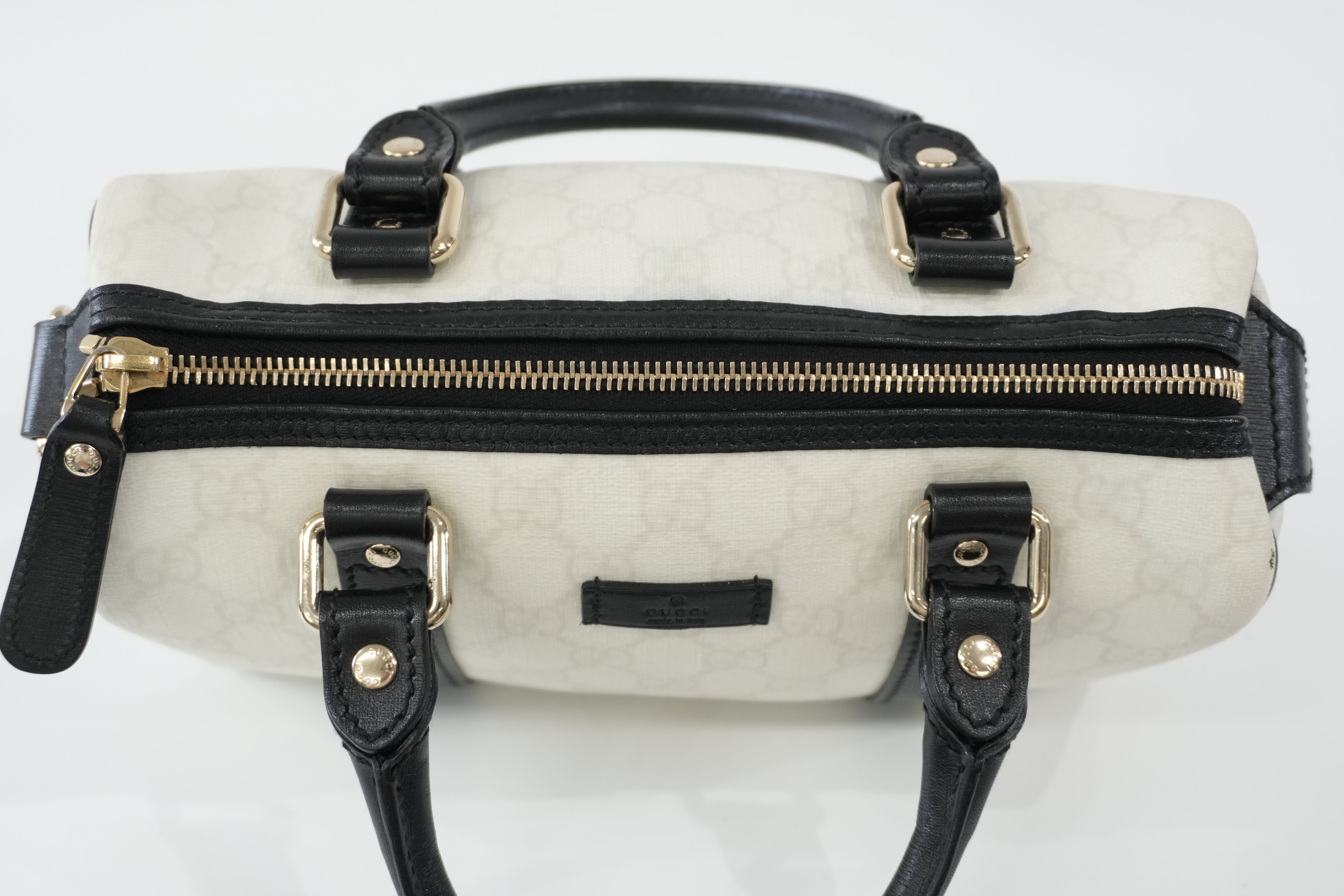 Pre-owned Gucci Canvas GG Supreme Boston Handbag White