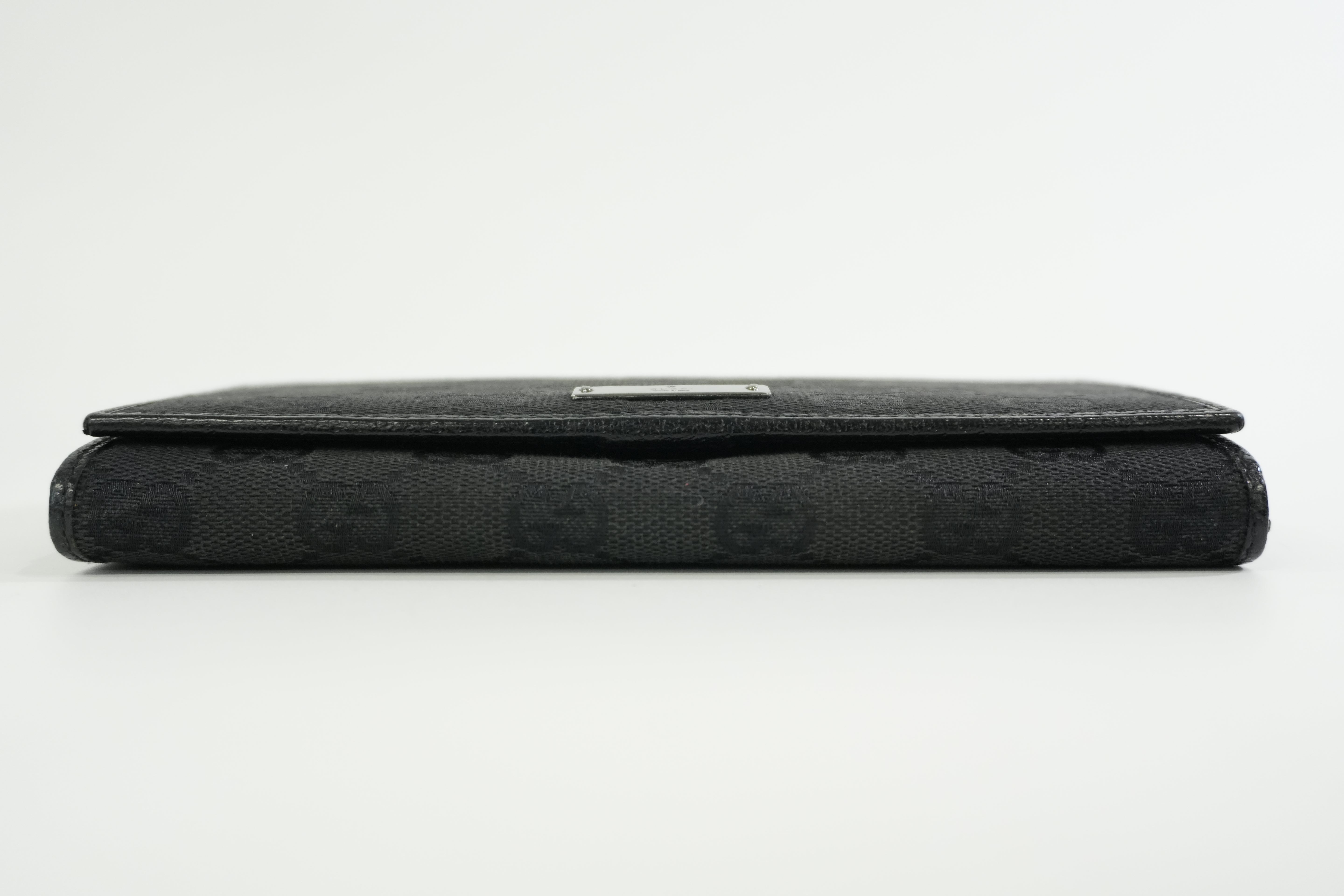 Pre-owned Gucci Canvas Long Wallet Black
