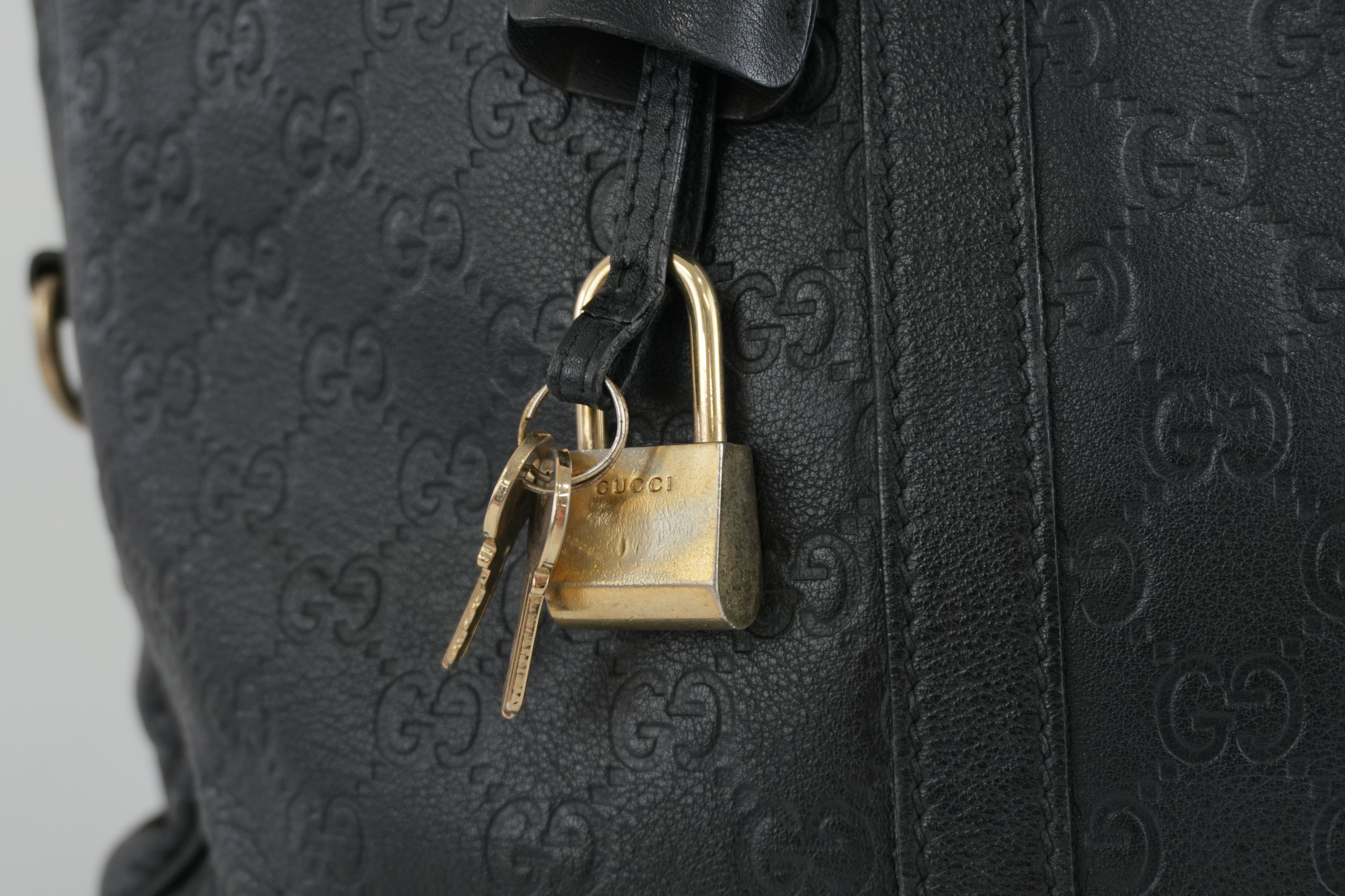 Gucci Guccisima Briefcase Black Leather Used