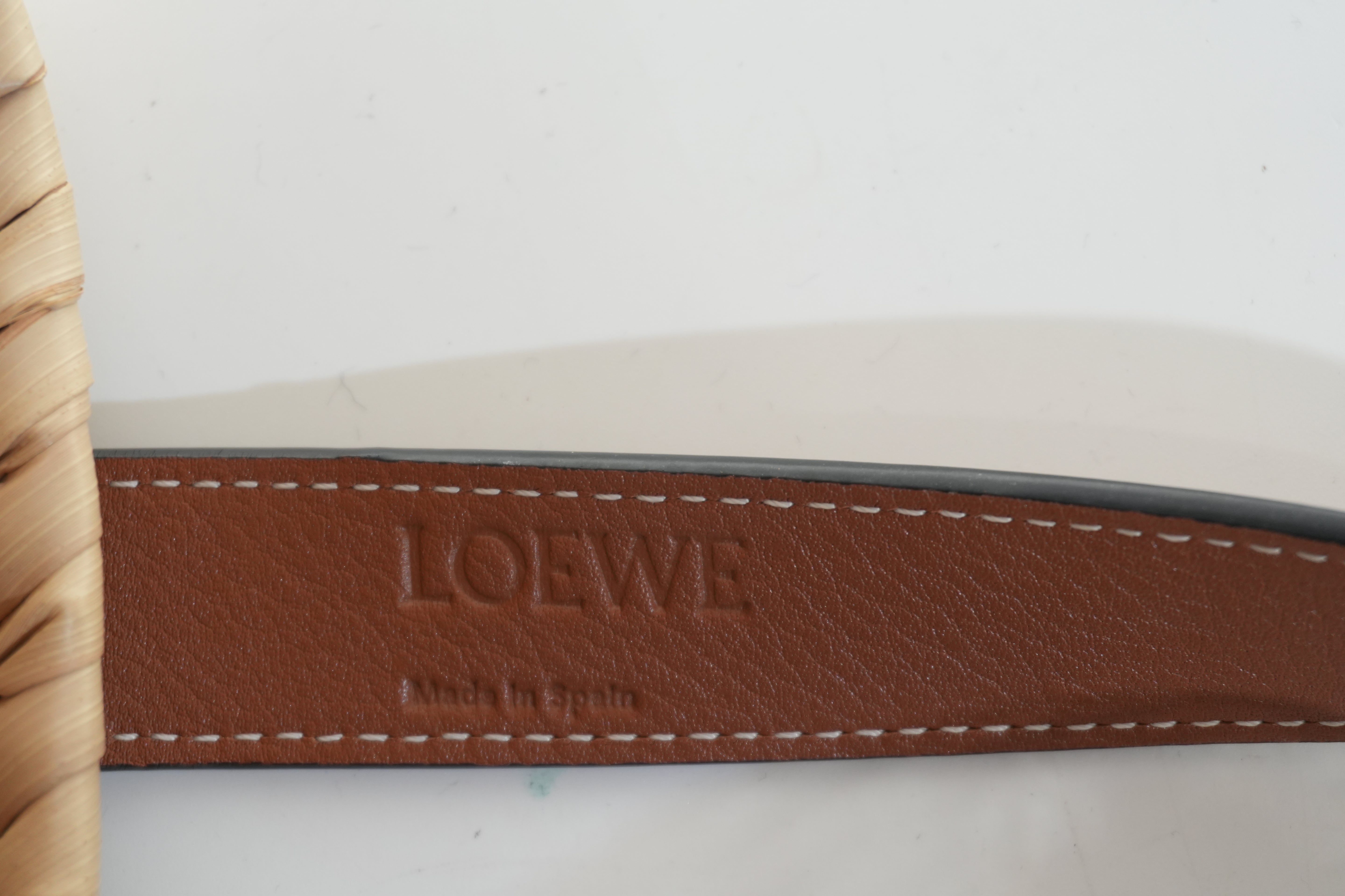 Pre-owned Loewe Raffia Small Anagram Basket Handbag Brown