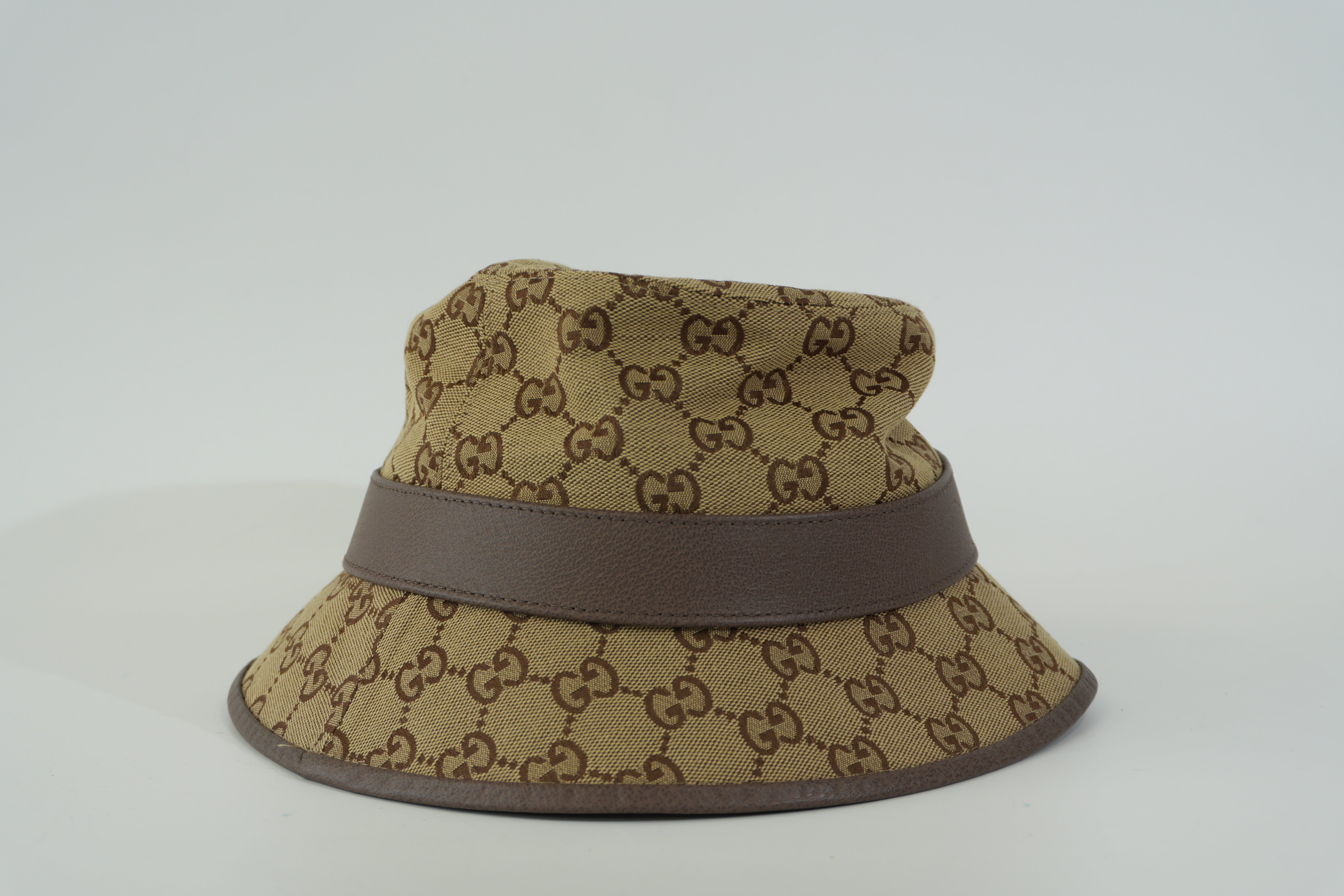 Pre-owned Gucci Guccisima Bucket Hat S Size Brown