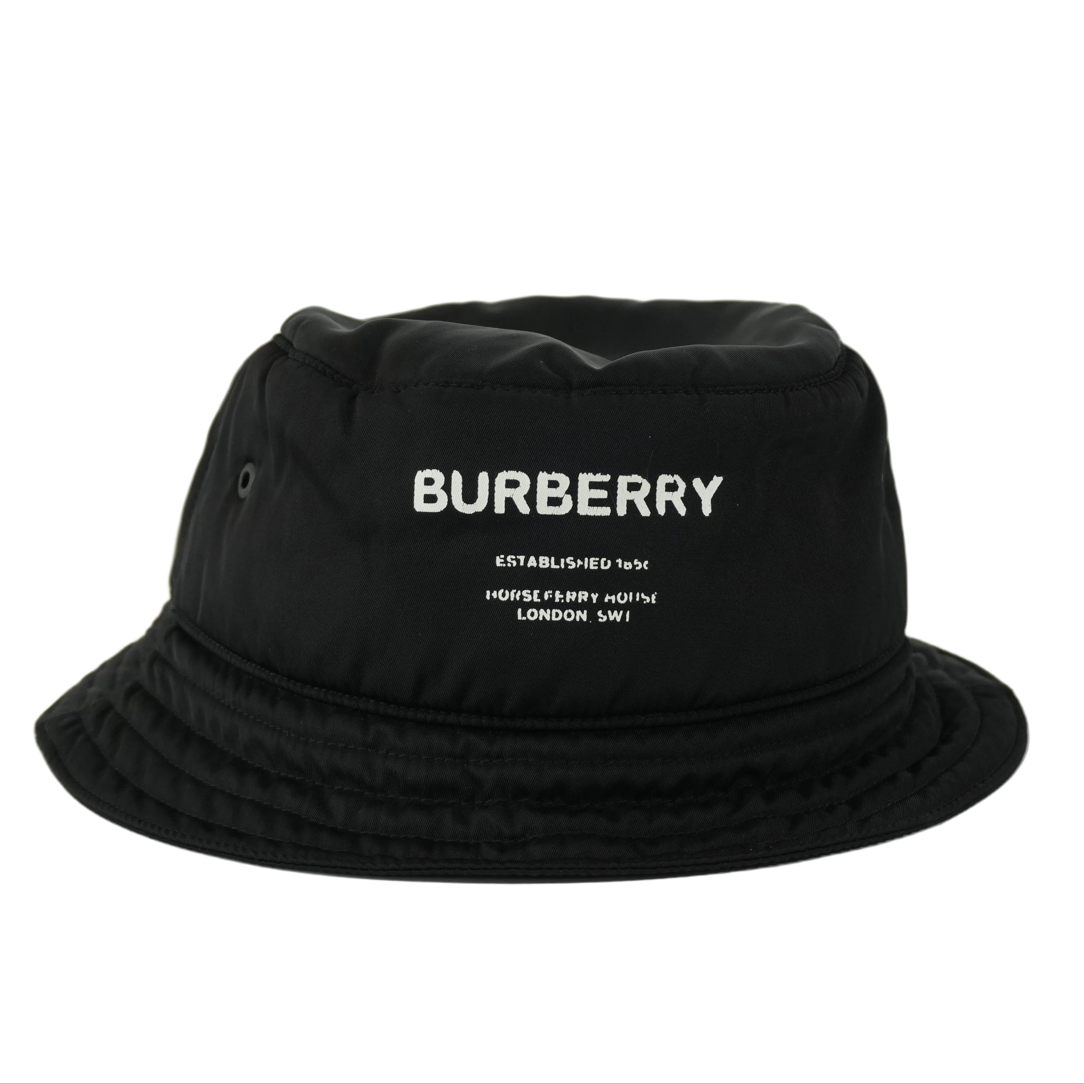 Pre-owned Burberry Bucket Hat Size L Black
