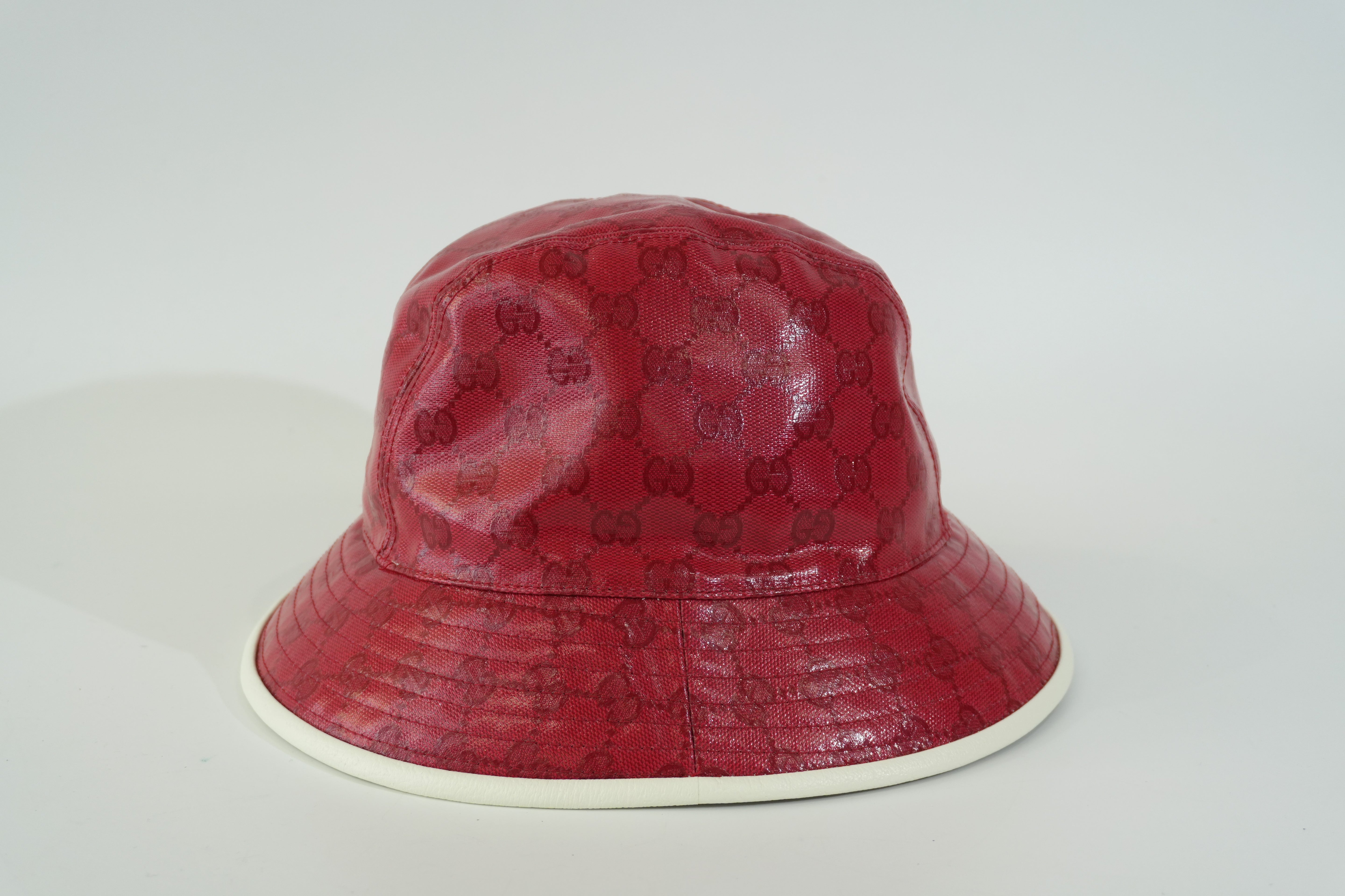 Pre-owned Gucci Adidas Collab Bucket Hat M Size Red