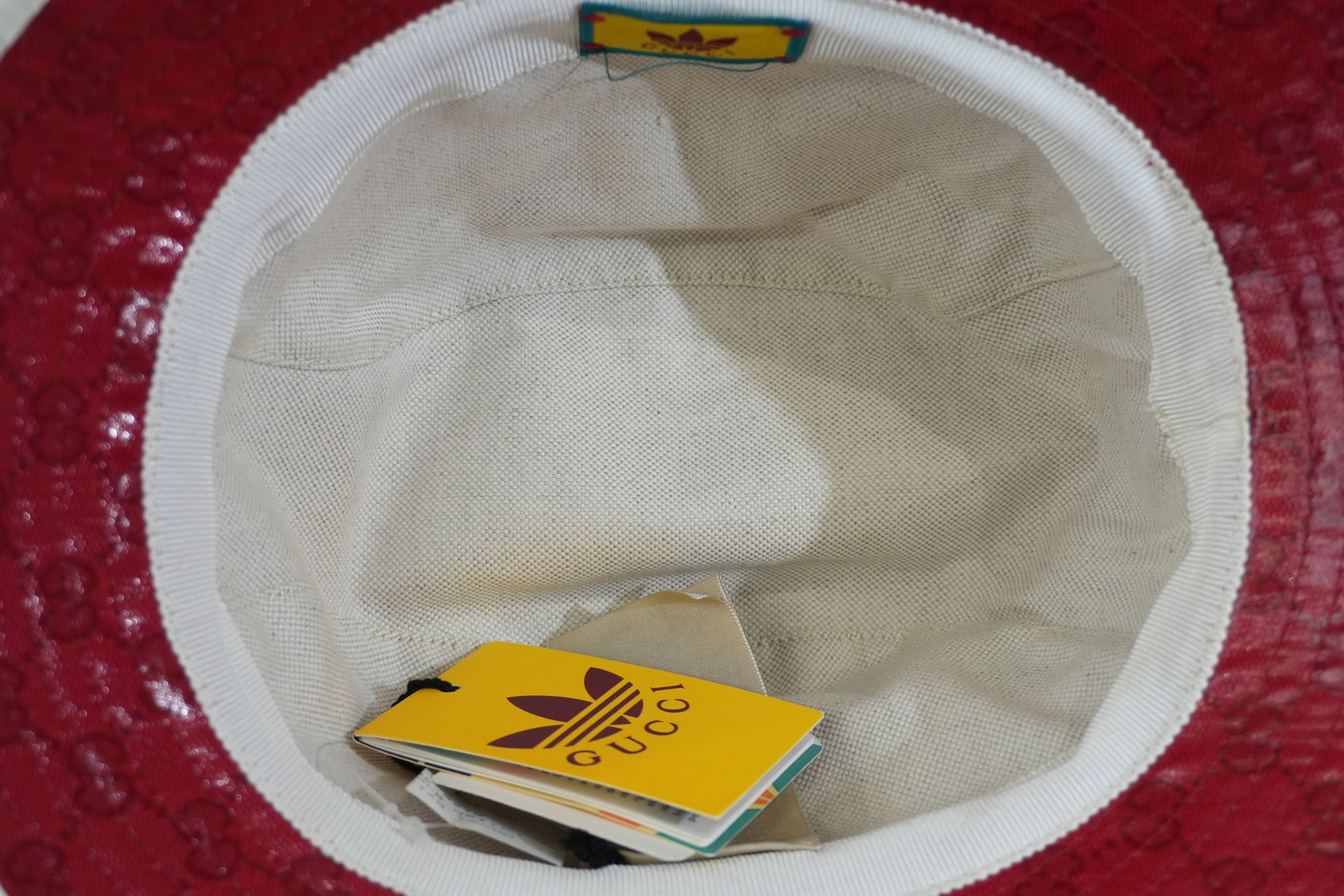 Pre-owned Gucci Adidas Collab Bucket Hat M Size Red