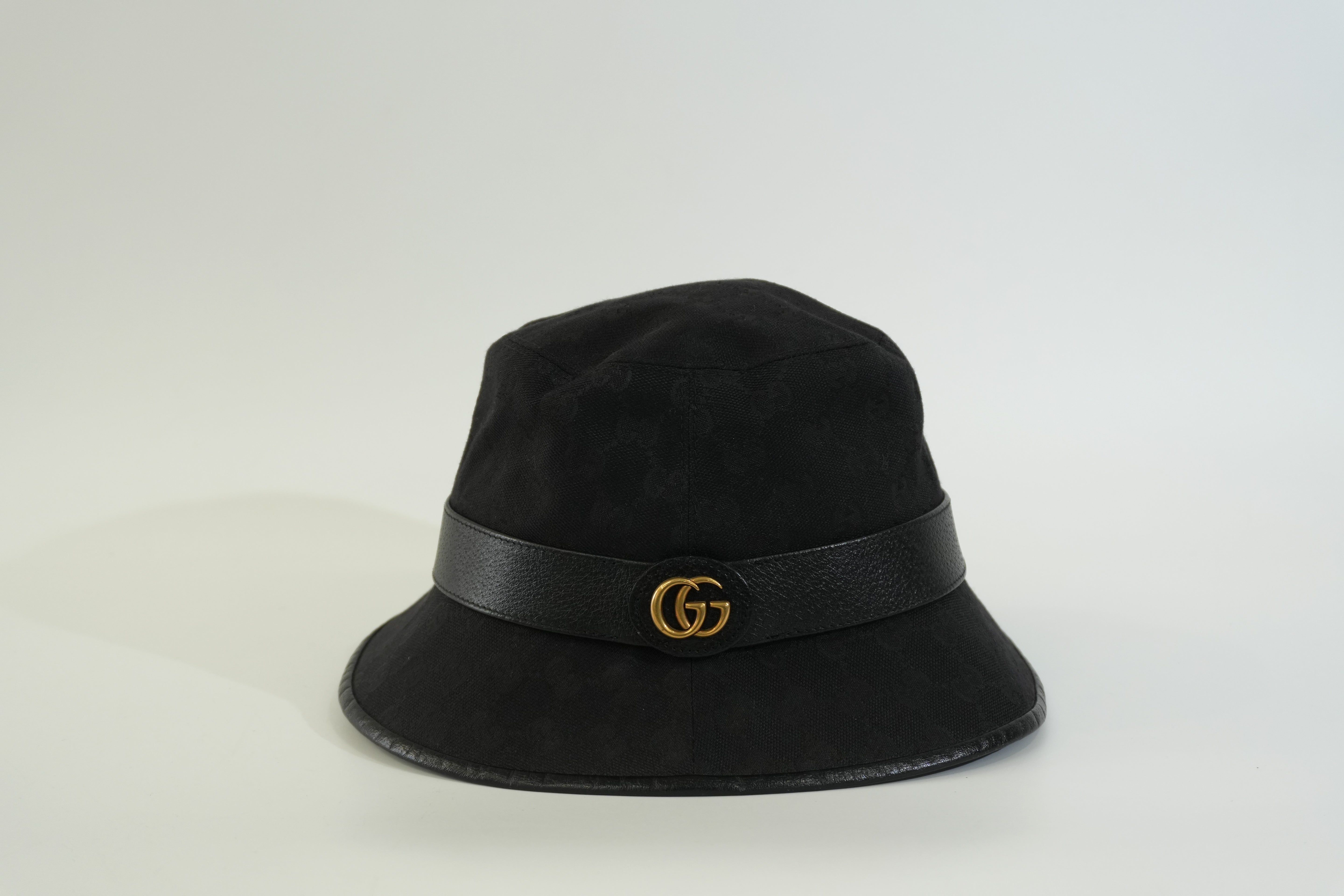 Pre-owned Gucci Guccisima Bucket Hat L Size Black