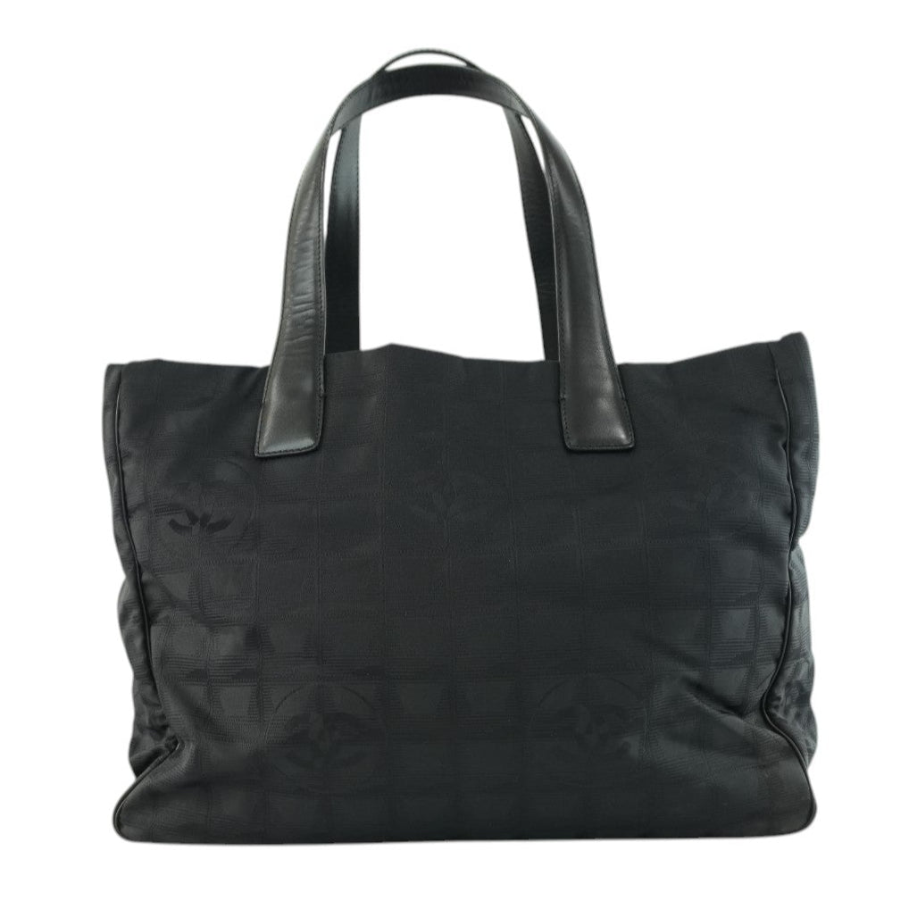 Chanel New Travel Line Tote Bag Black Nylon Used