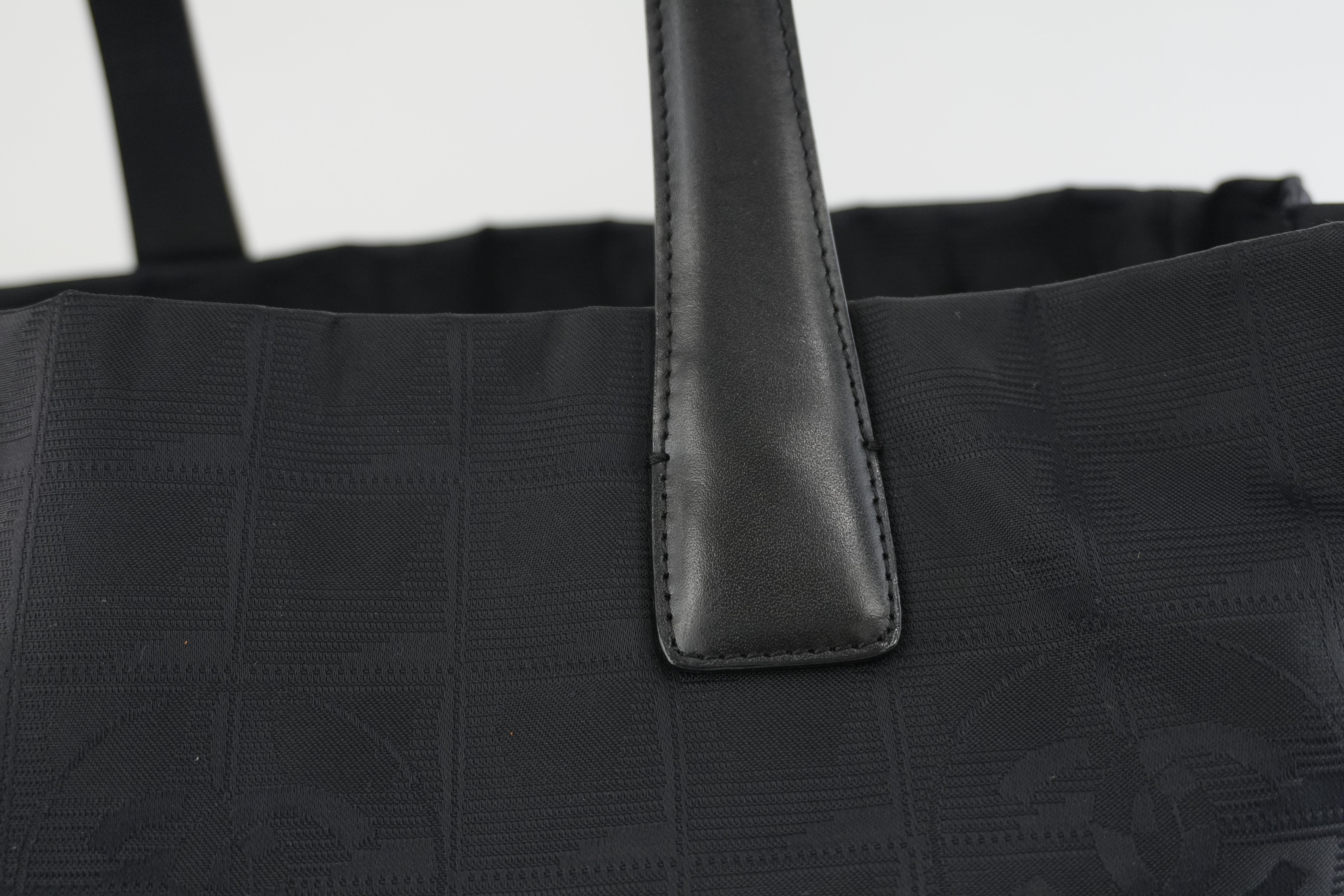 Chanel New Travel Line Tote Bag Black Nylon Used