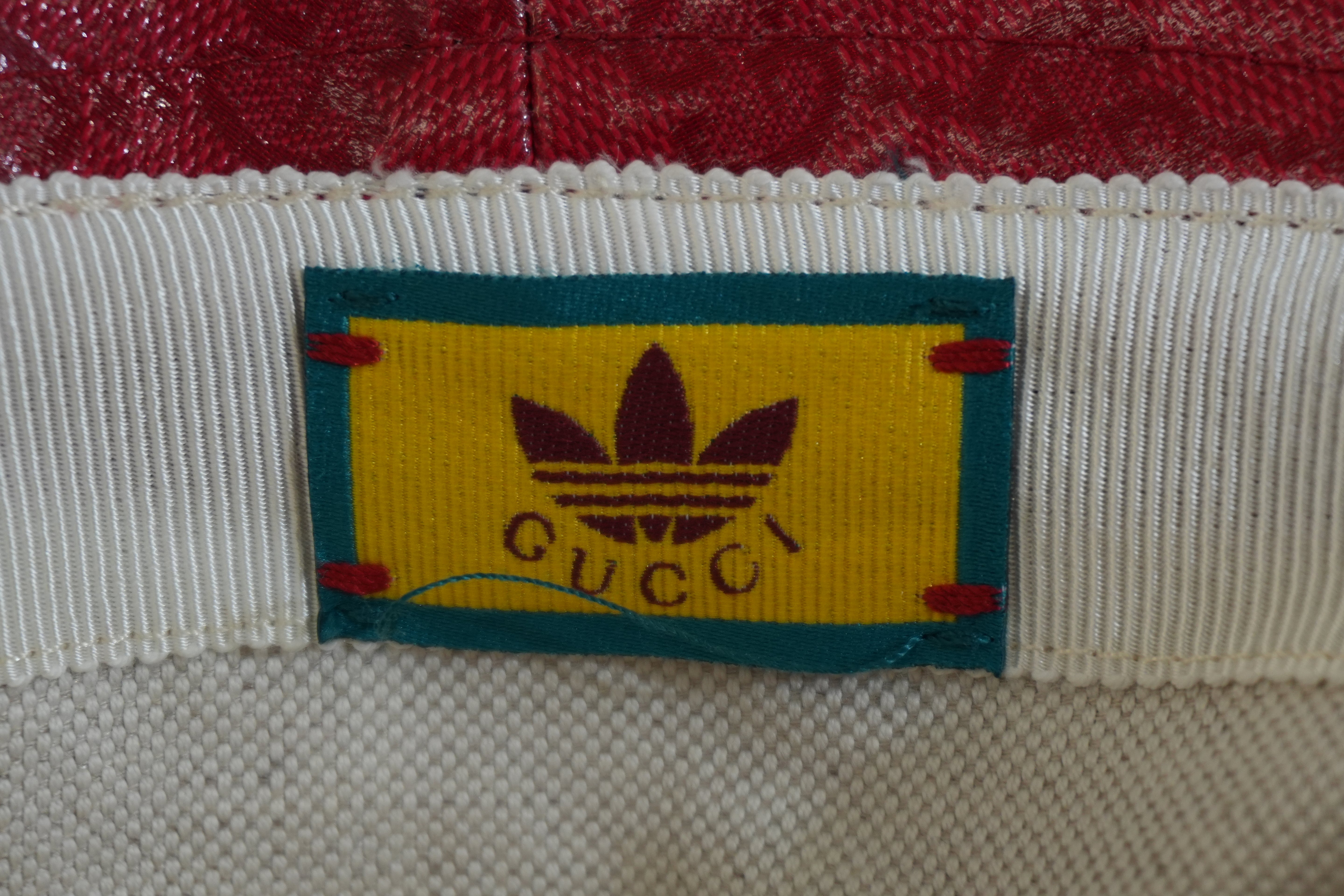 Pre-owned Gucci Adidas Collab Bucket Hat M Size Red