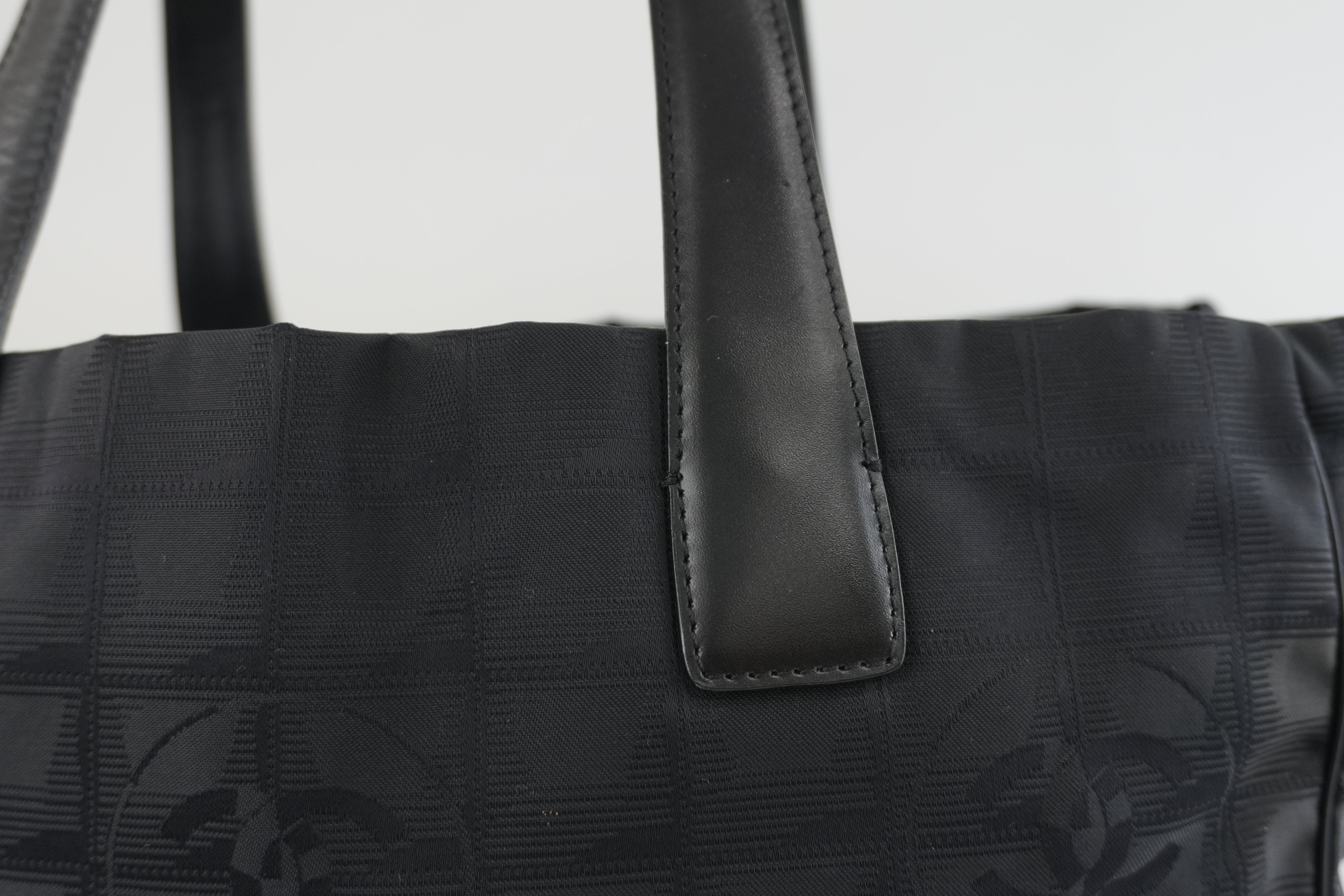Chanel New Travel Line Tote Bag Black Nylon Used