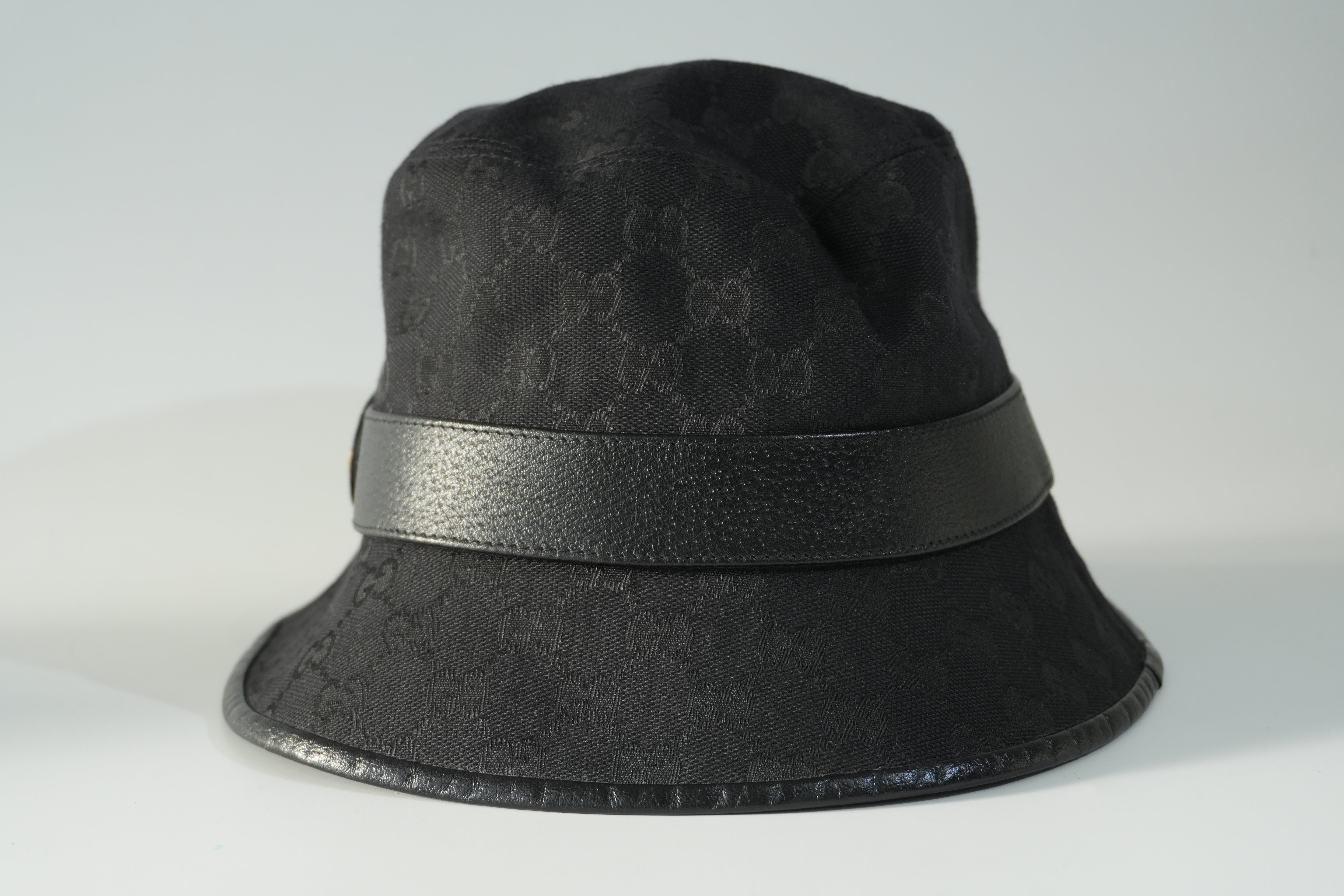 Pre-owned Gucci Guccisima Bucket Hat L Size Black