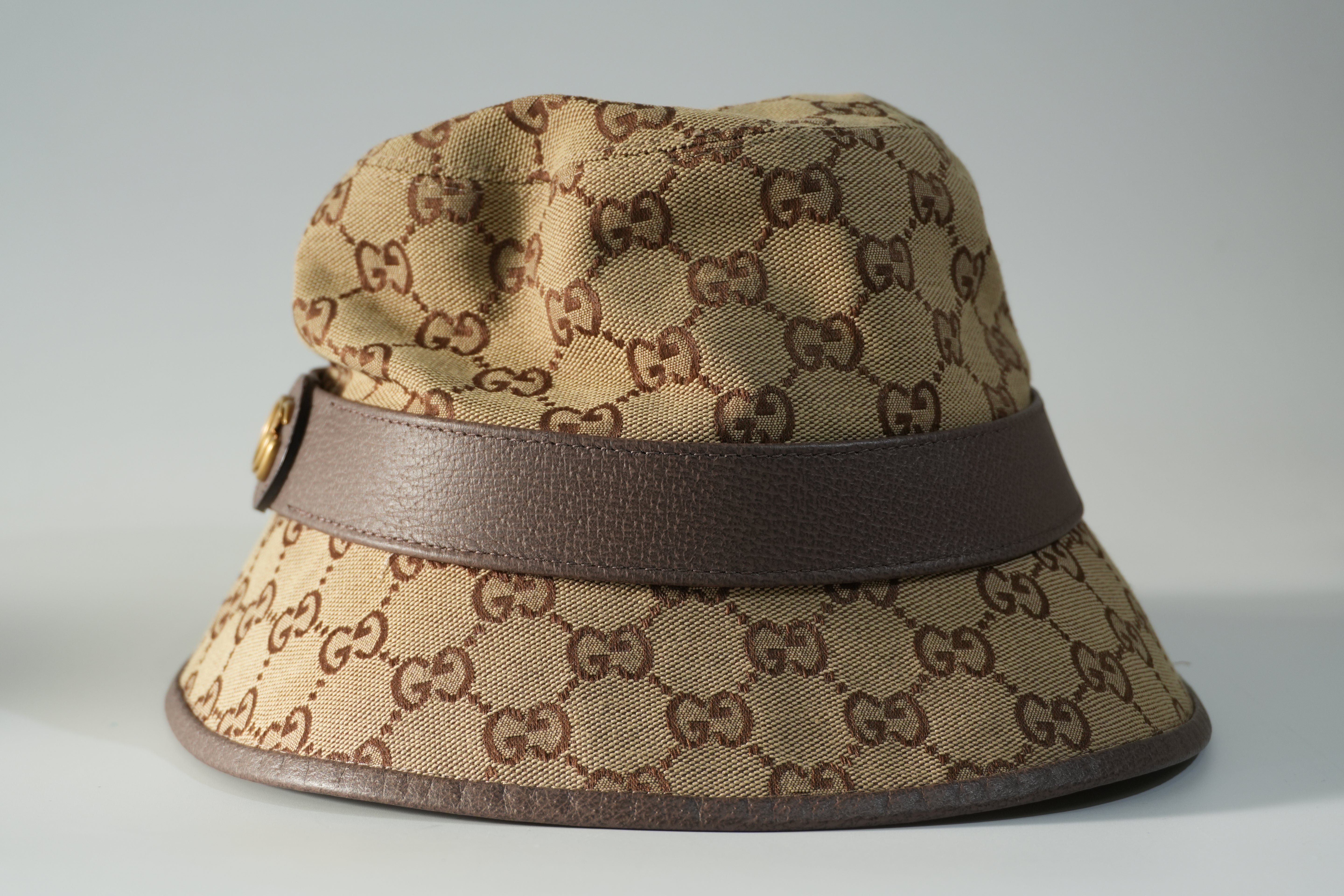 Pre-owned Gucci Guccisima Bucket Hat S Size Brown
