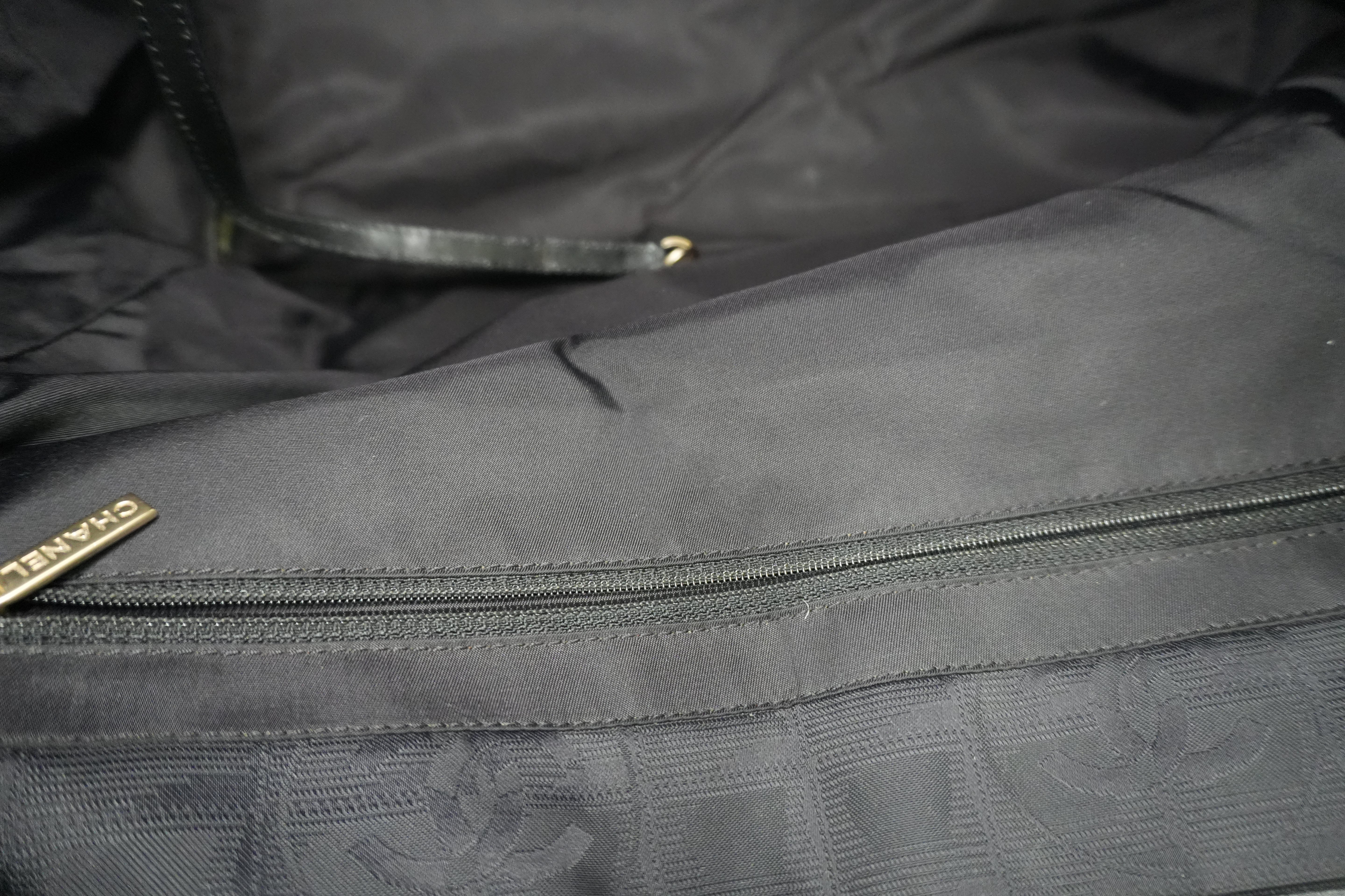 Chanel New Travel Line Tote Bag Black Nylon Used