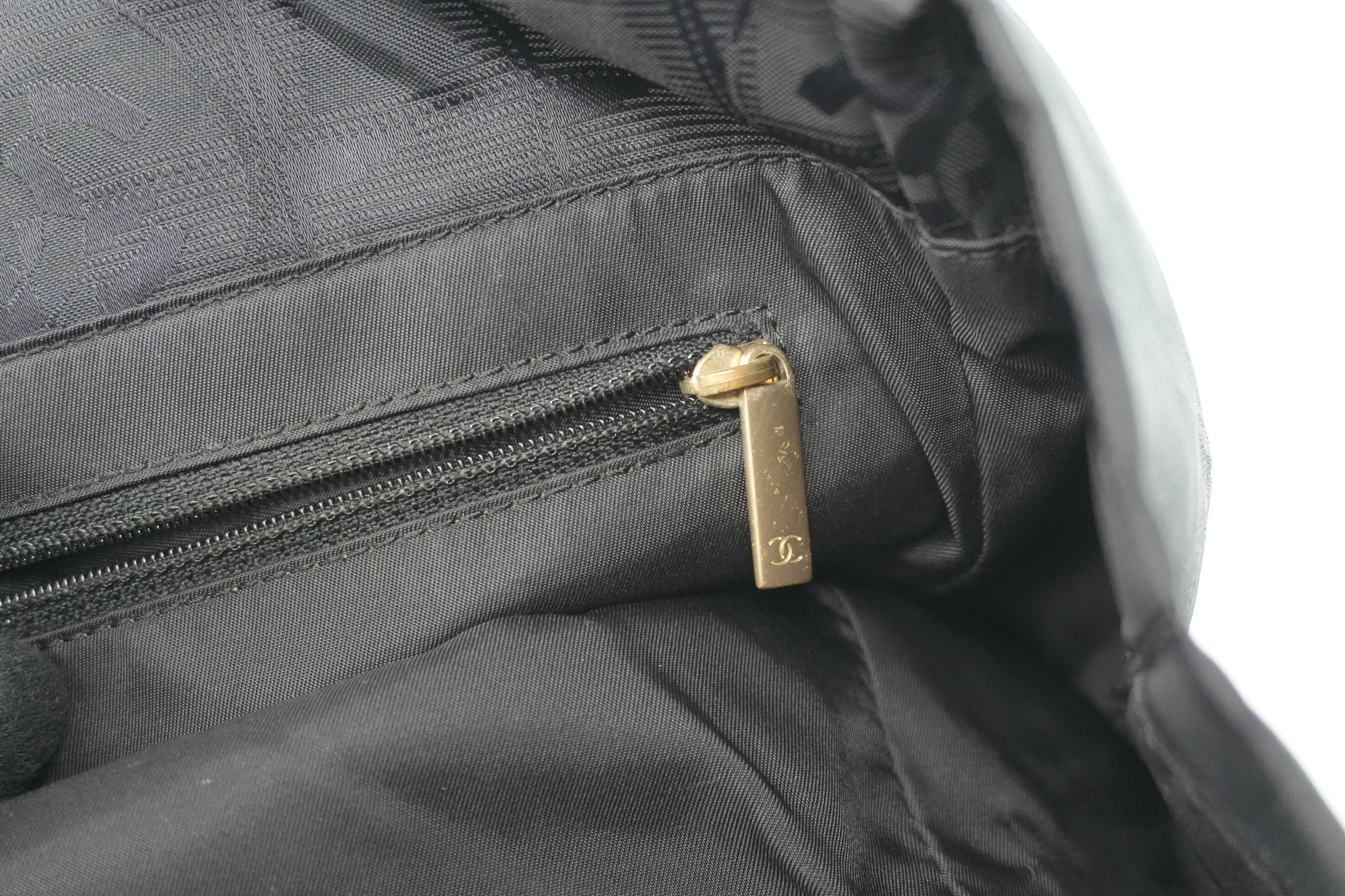 Chanel New Travel Line Tote Bag Black Nylon Used