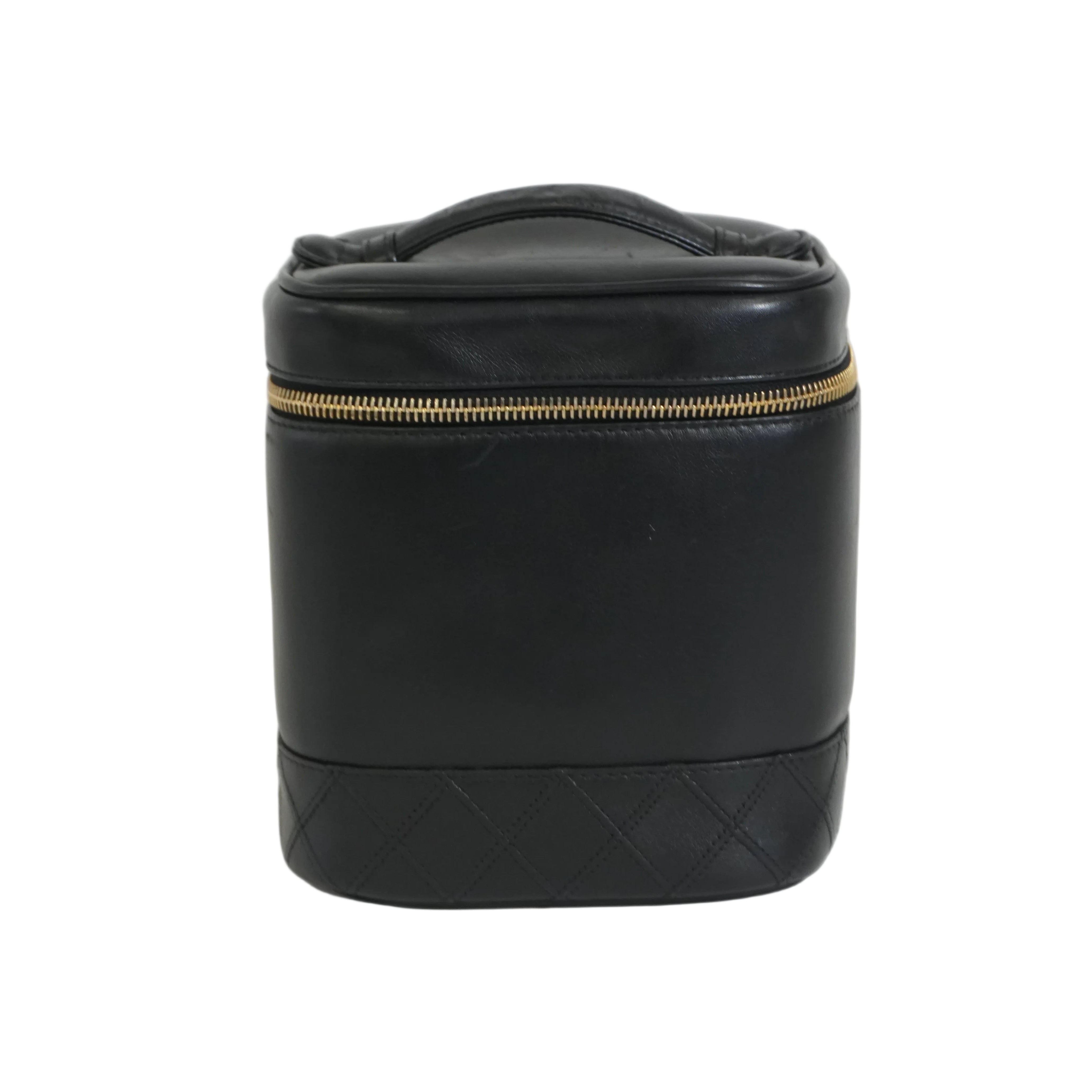 Pre-owned Chanel Lambskin Leather Vanity Case Black