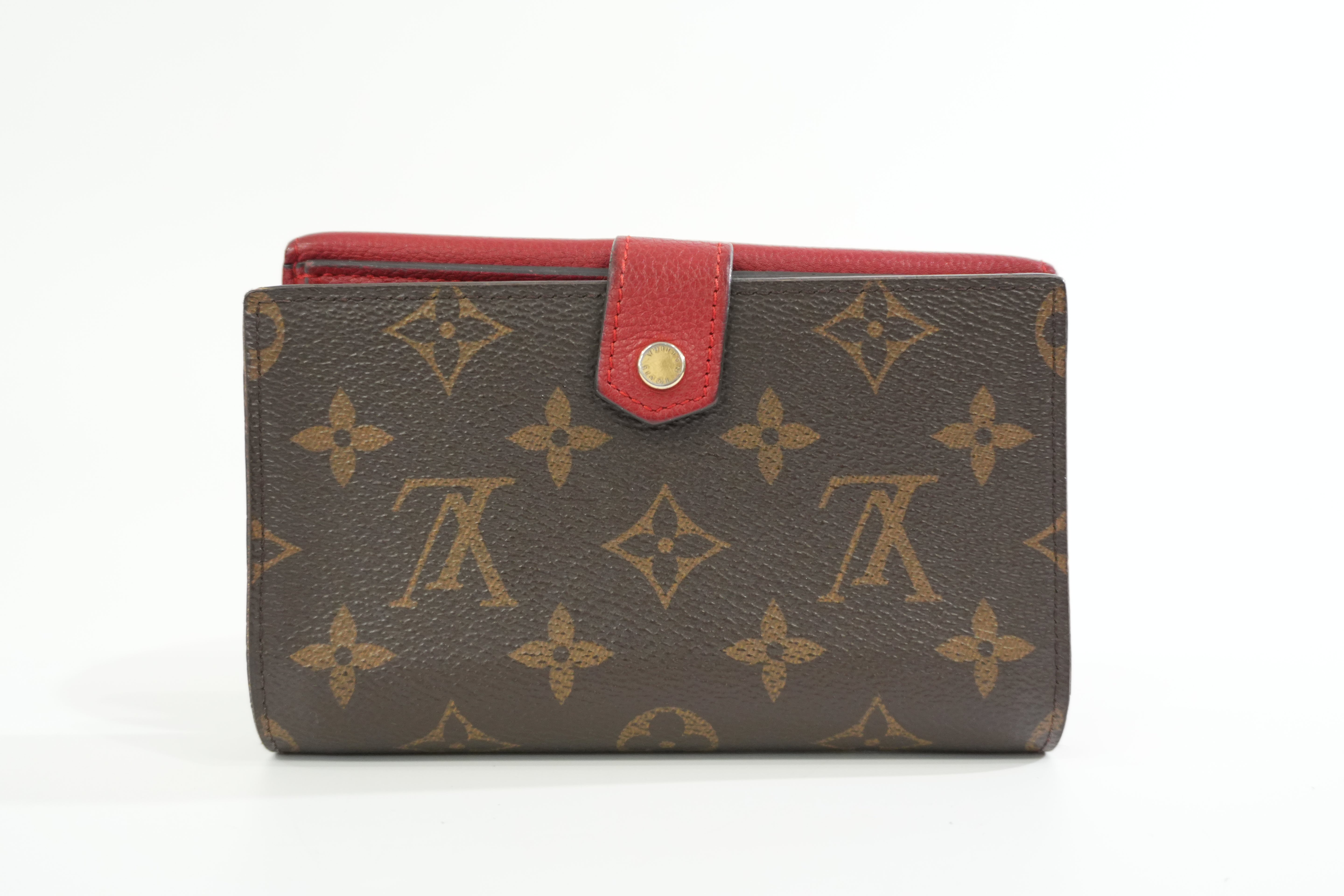 Pre-owned Louis Vuitton Monogram Pallas Compact Wallet Red