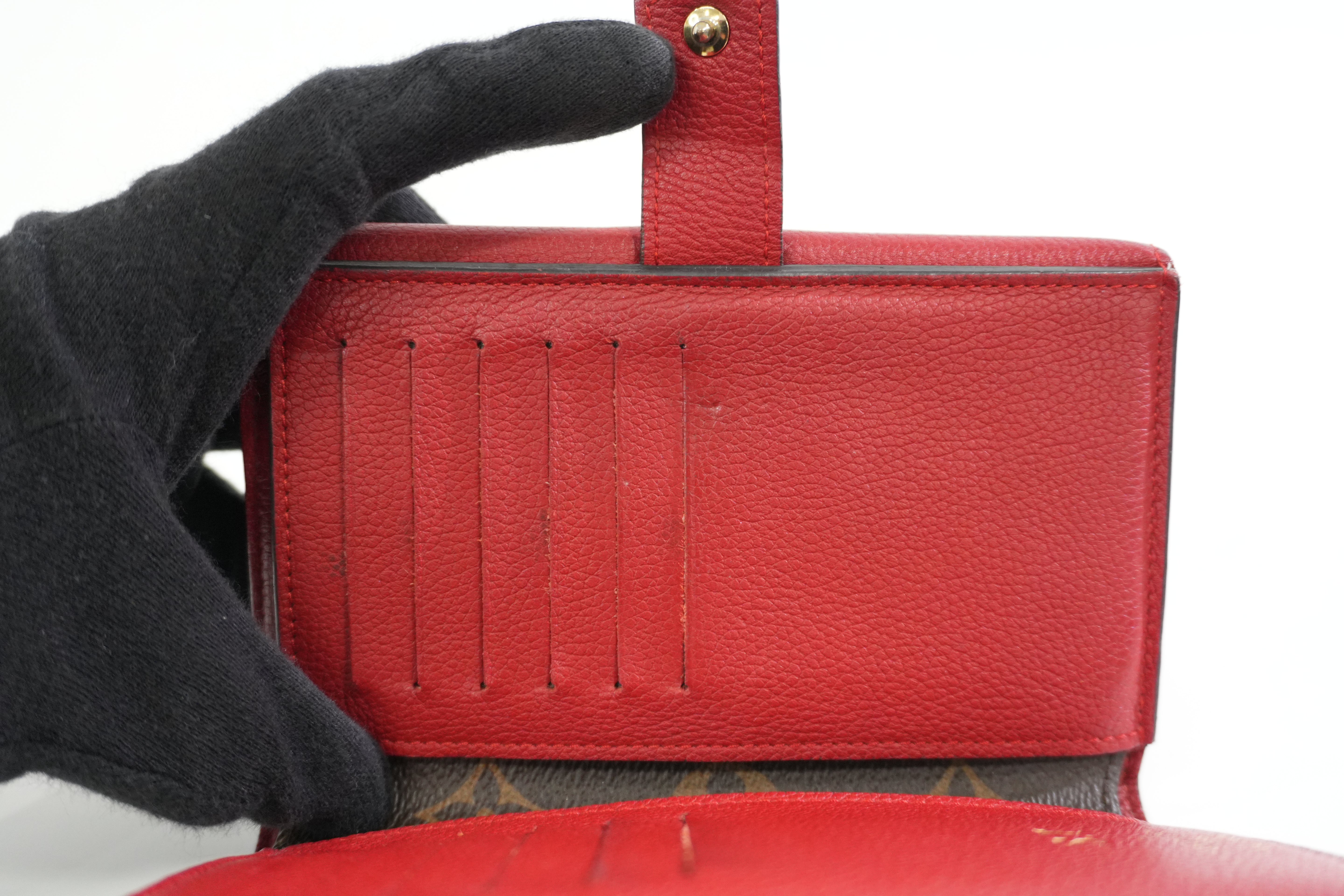 Pre-owned Louis Vuitton Monogram Pallas Compact Wallet Red