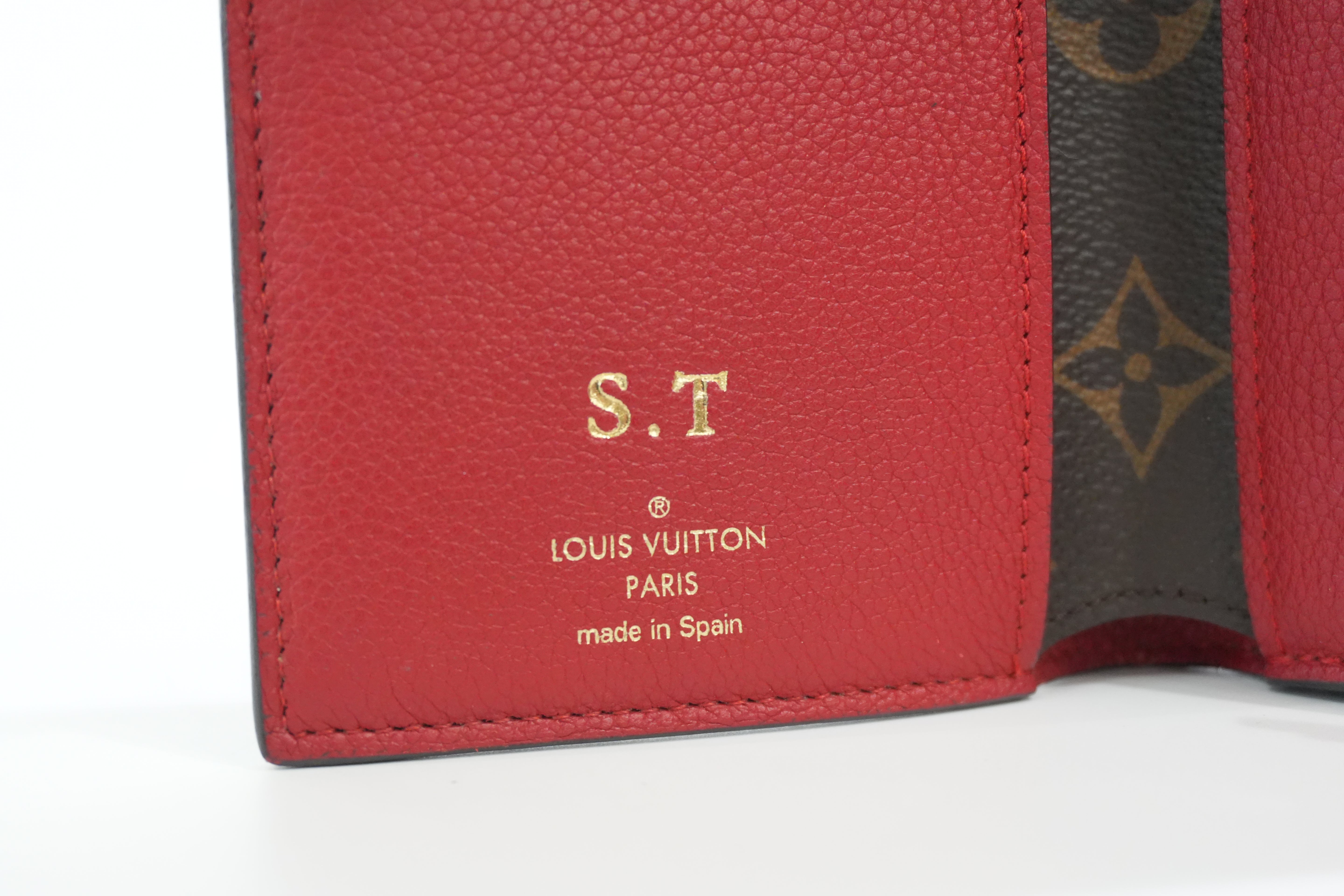 Pre-owned Louis Vuitton Monogram Pallas Compact Wallet Red