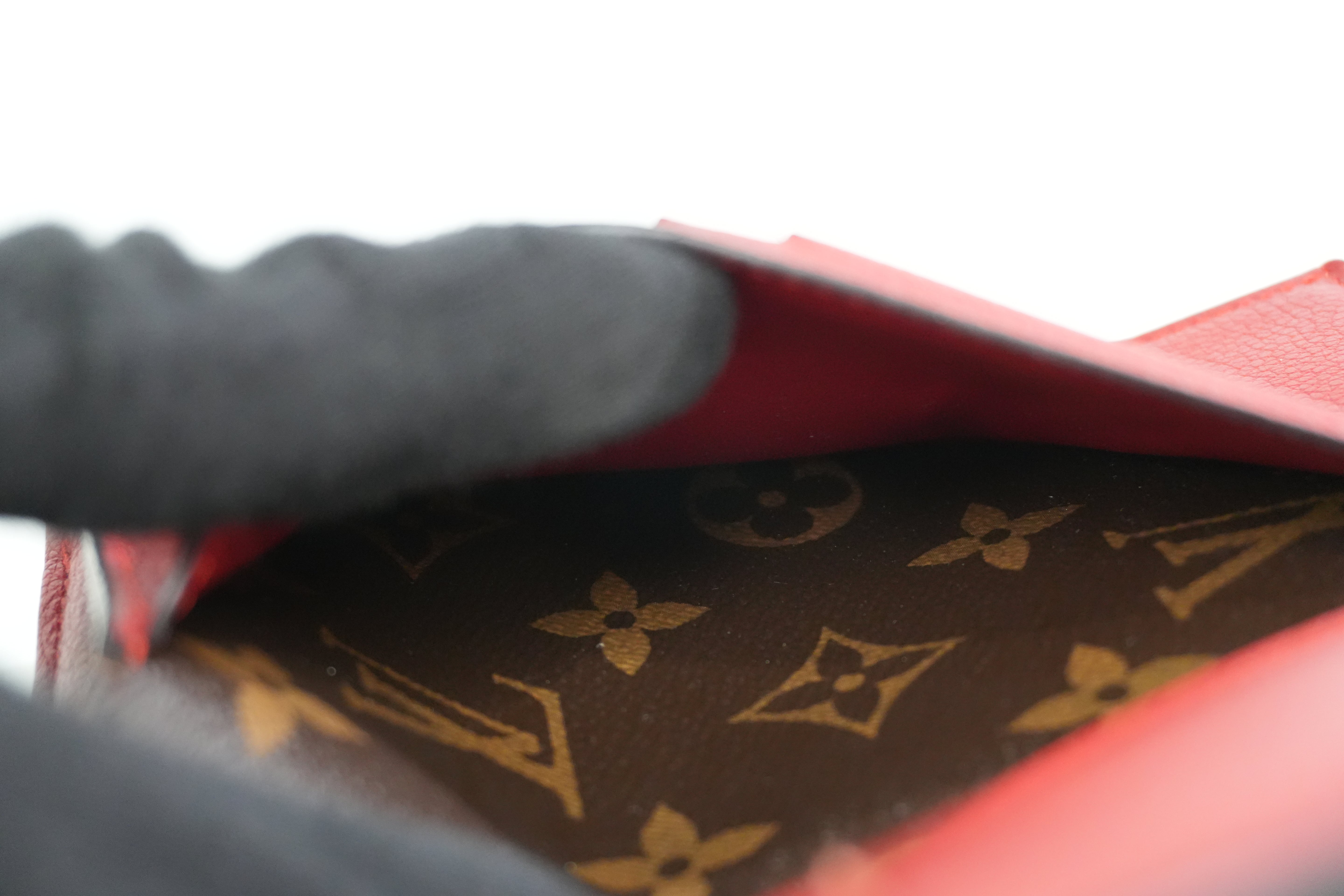 Pre-owned Louis Vuitton Monogram Pallas Compact Wallet Red