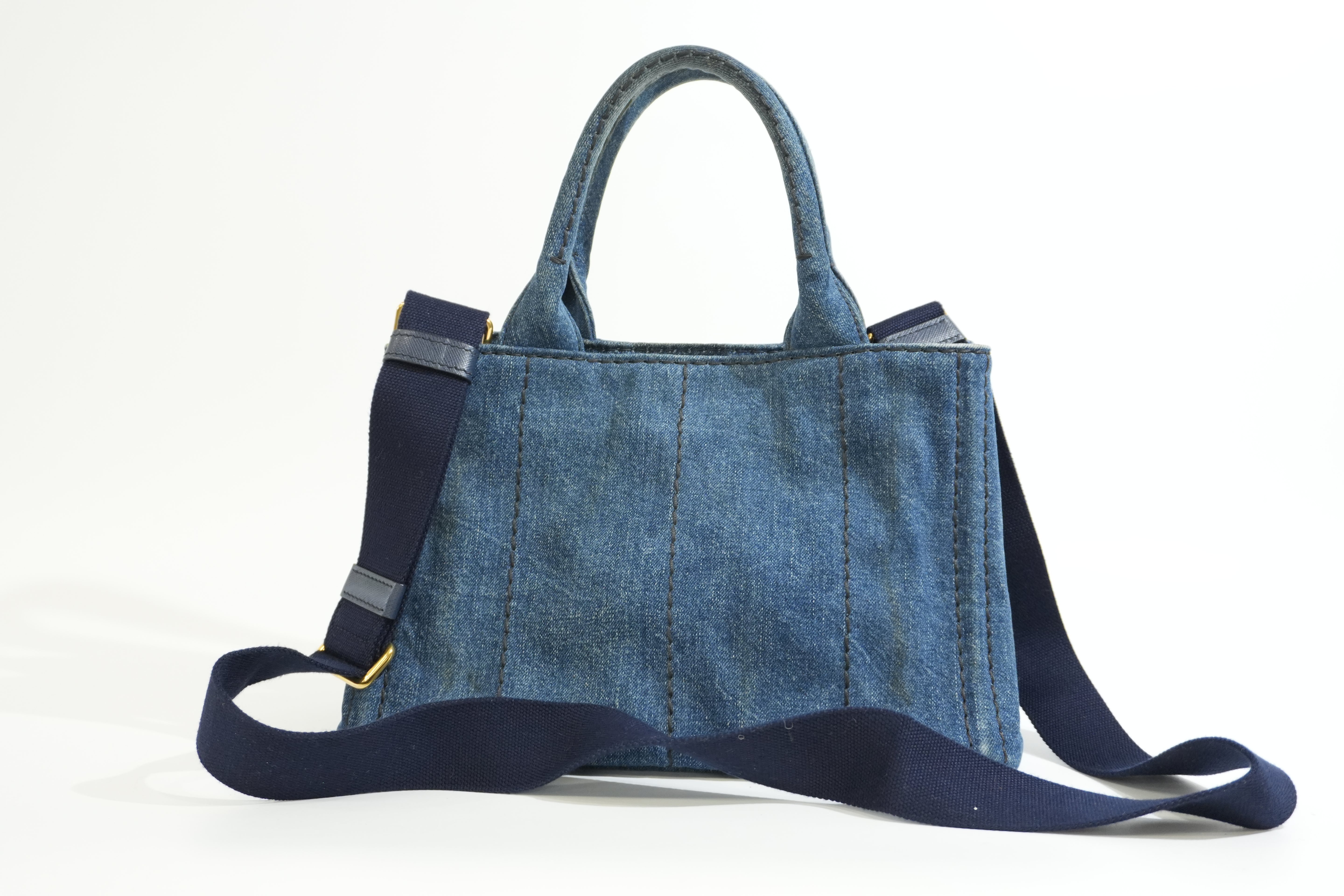Pre-owned Prada Canapa Two Way Shoulder Bag/ Denim