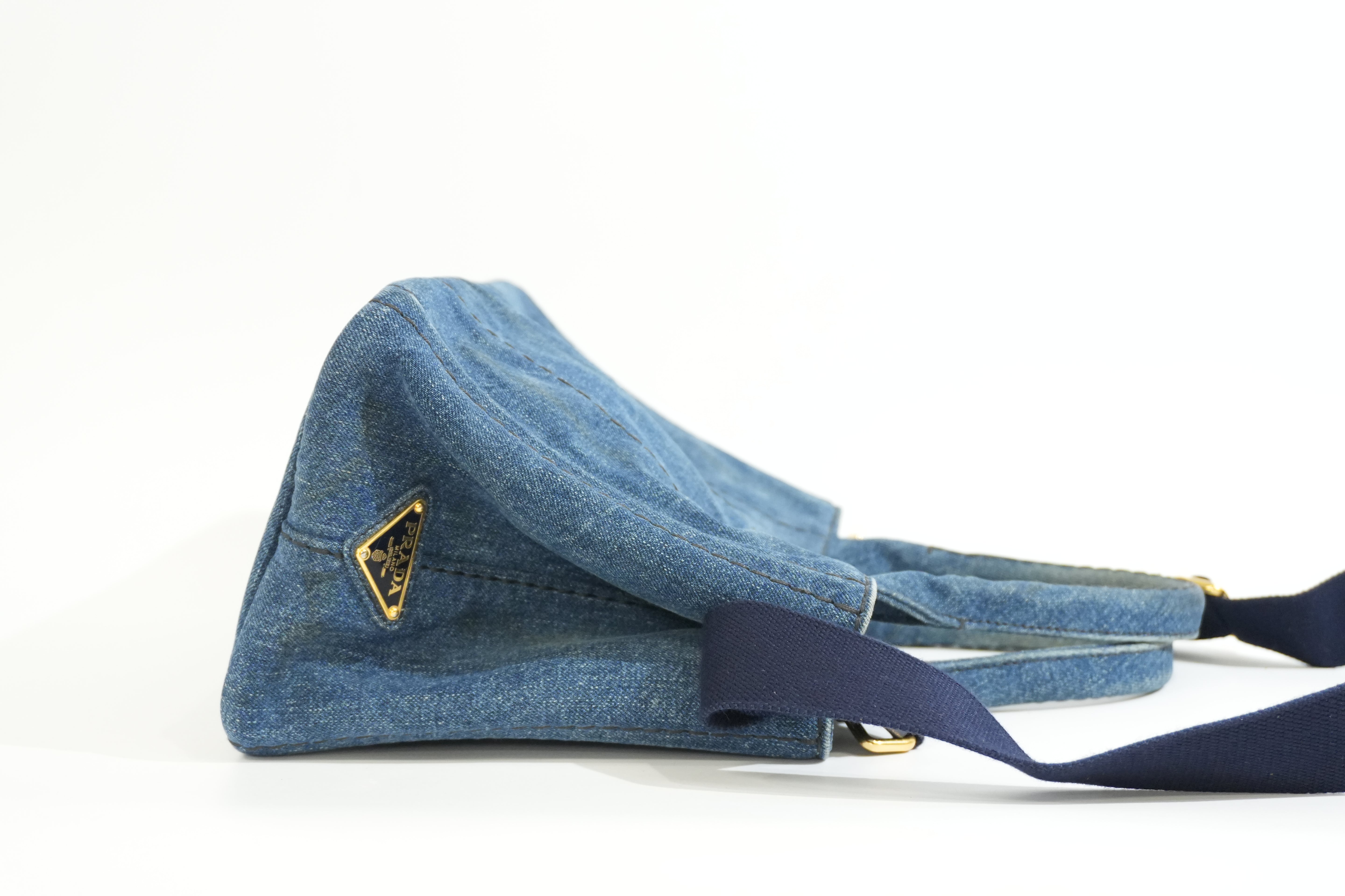 Pre-owned Prada Canapa Two Way Shoulder Bag/ Denim