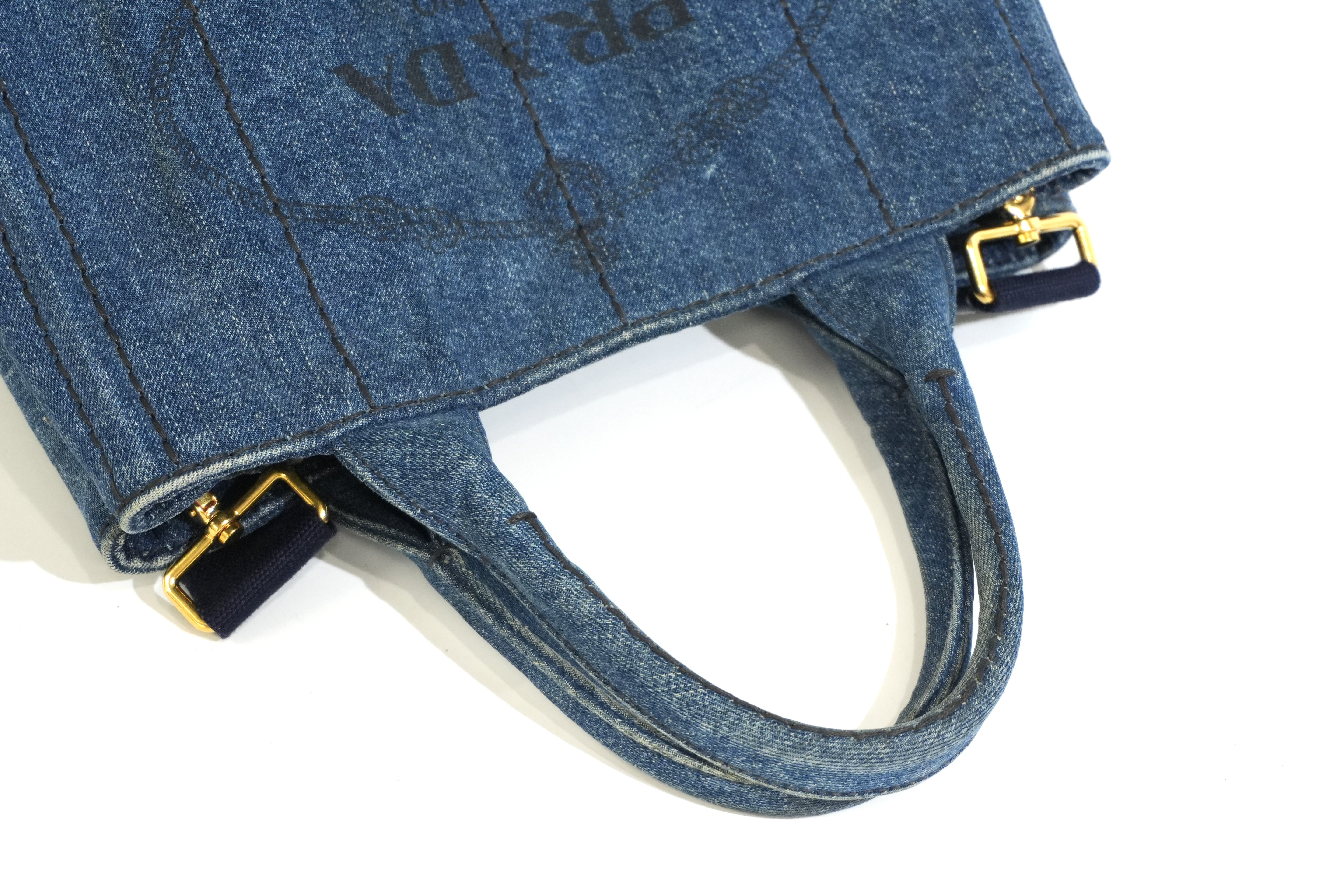 Pre-owned Prada Canapa Two Way Shoulder Bag/ Denim
