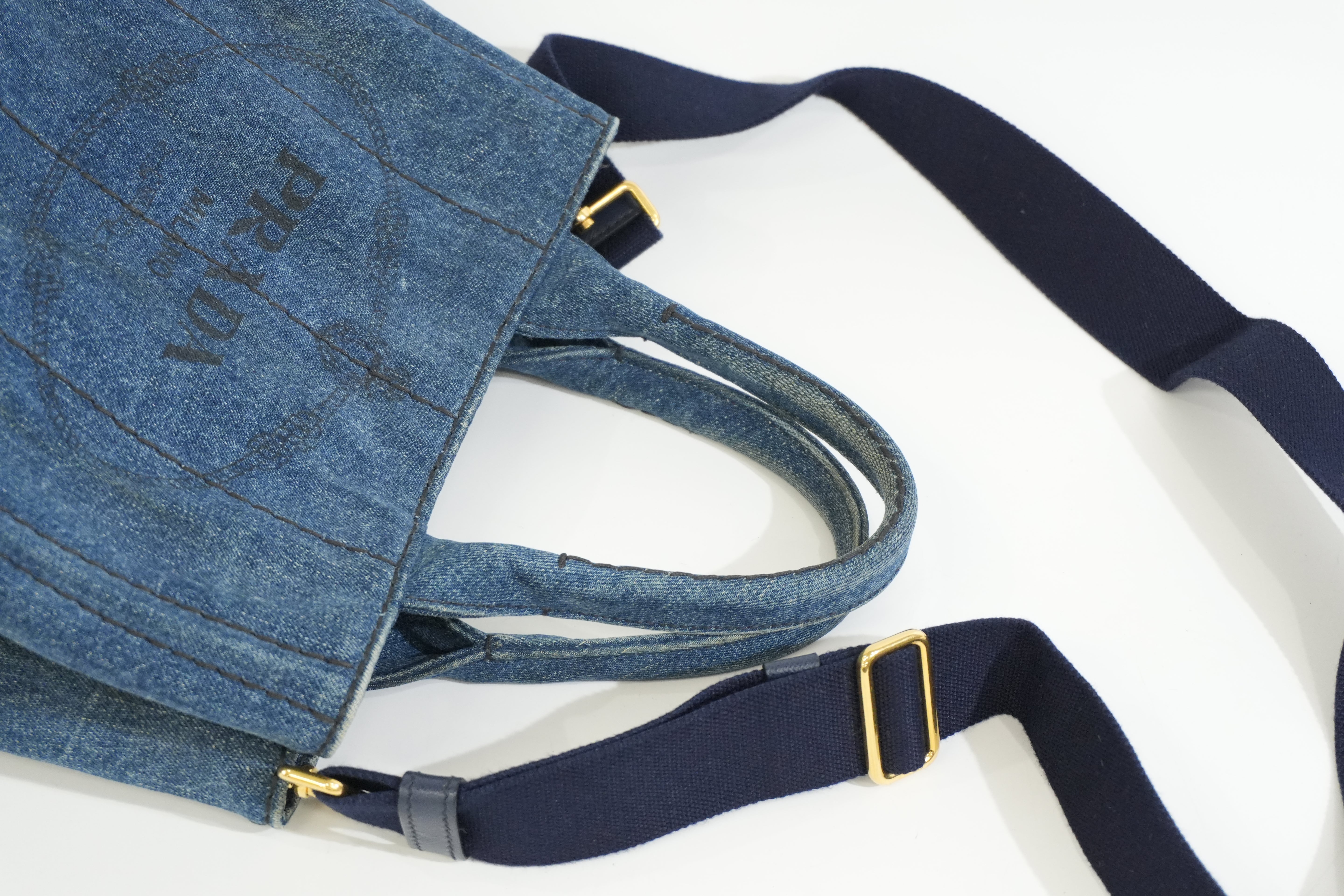 Pre-owned Prada Canapa Two Way Shoulder Bag/ Denim