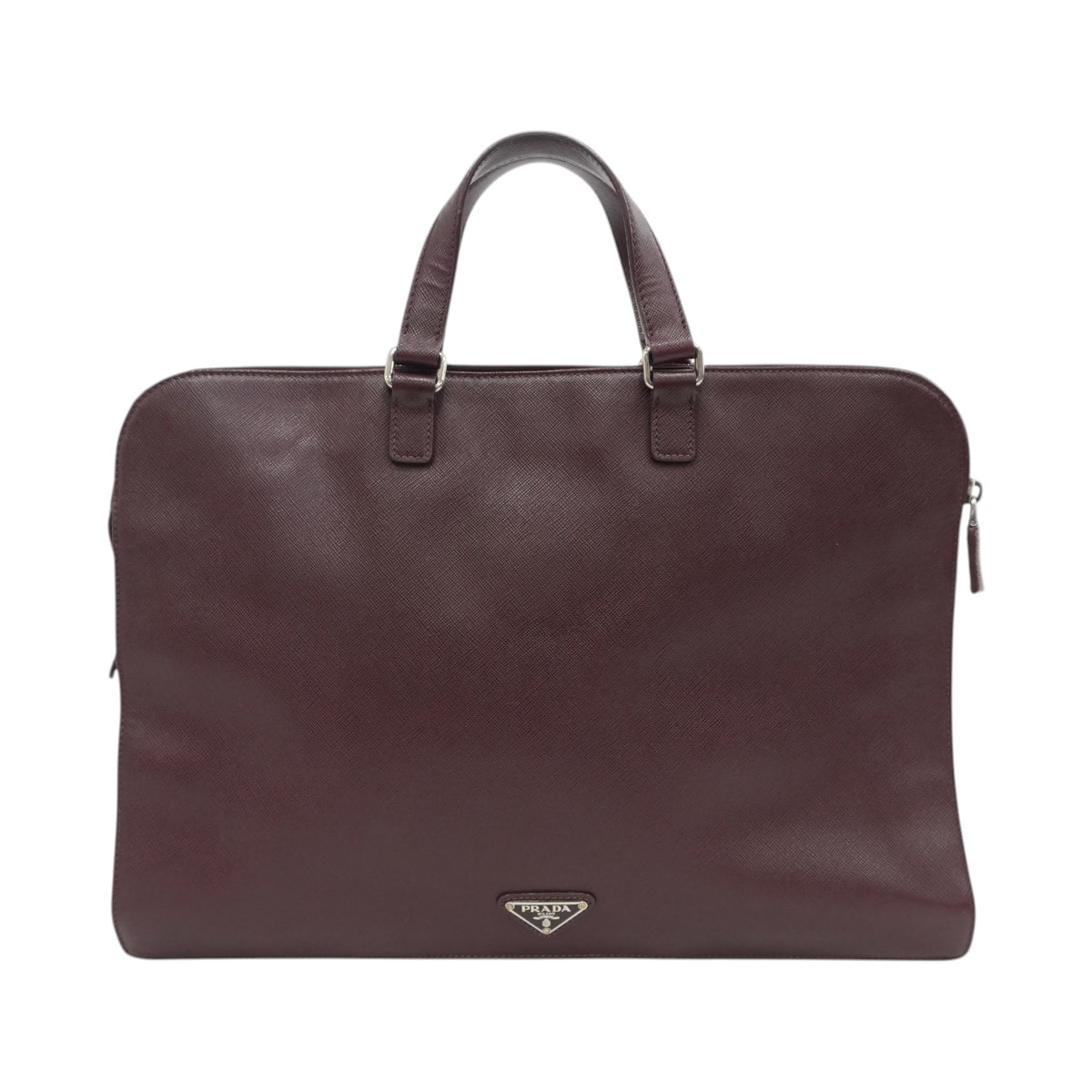 Pre-Owned Prada Saffiano Briefcase Burgundy